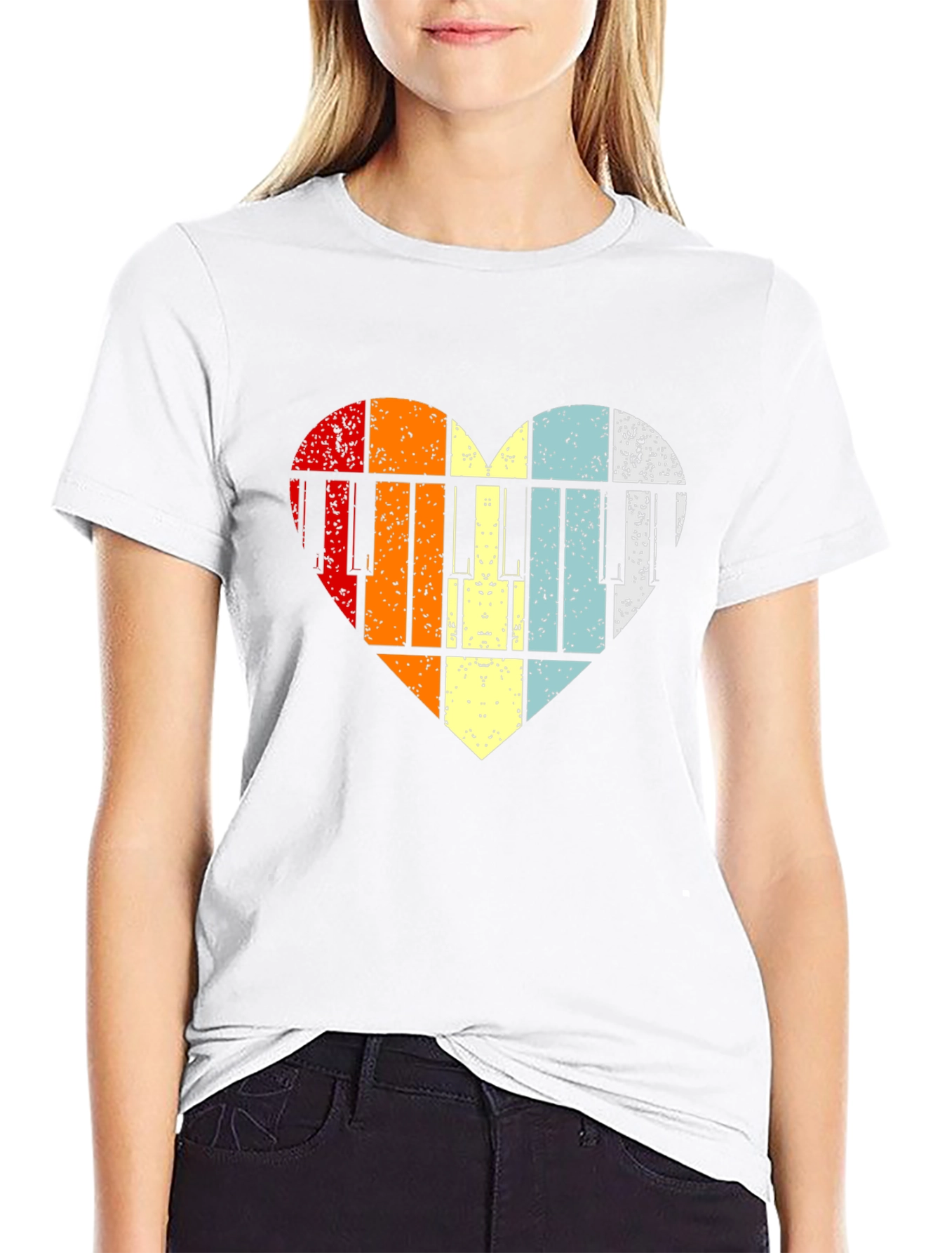Retro Heart Piano Keys T-Shirt