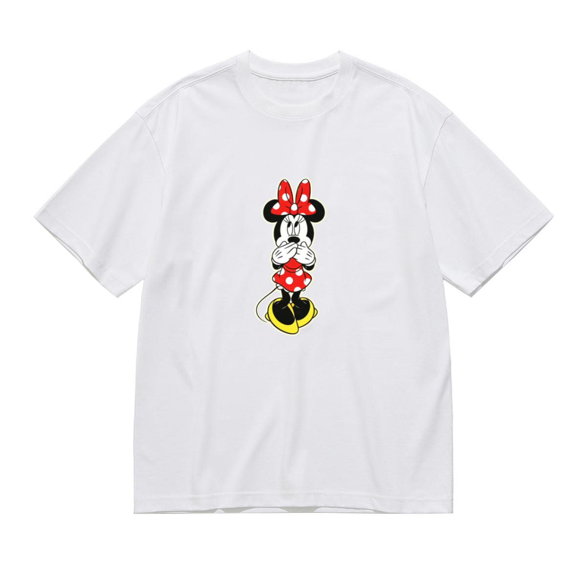 Plus Size Women Cute Minnie Mouse Cover?Mouth Graphic Casual Tee