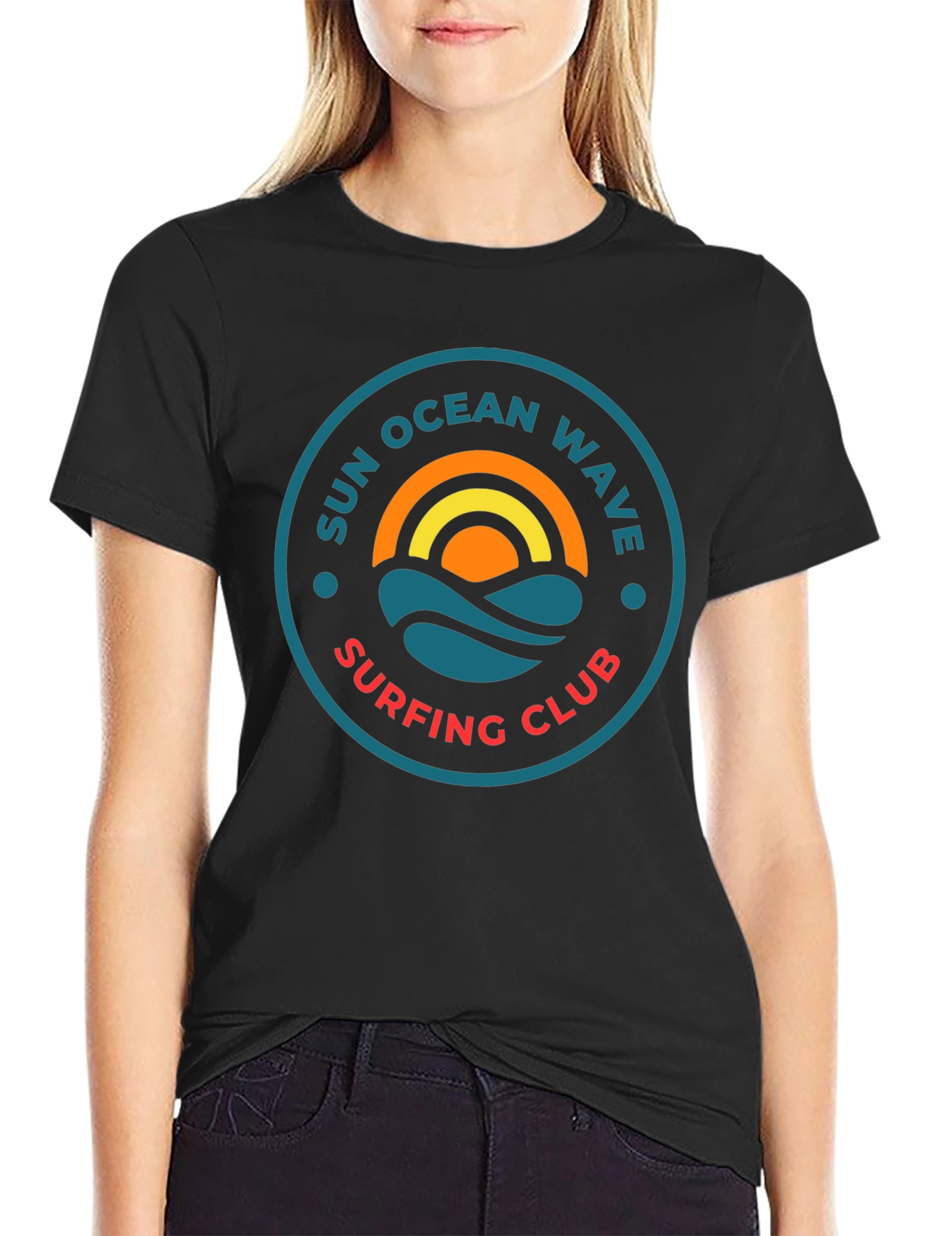 Sun Ocean Wave Surfing Club Graphic T-Shirt