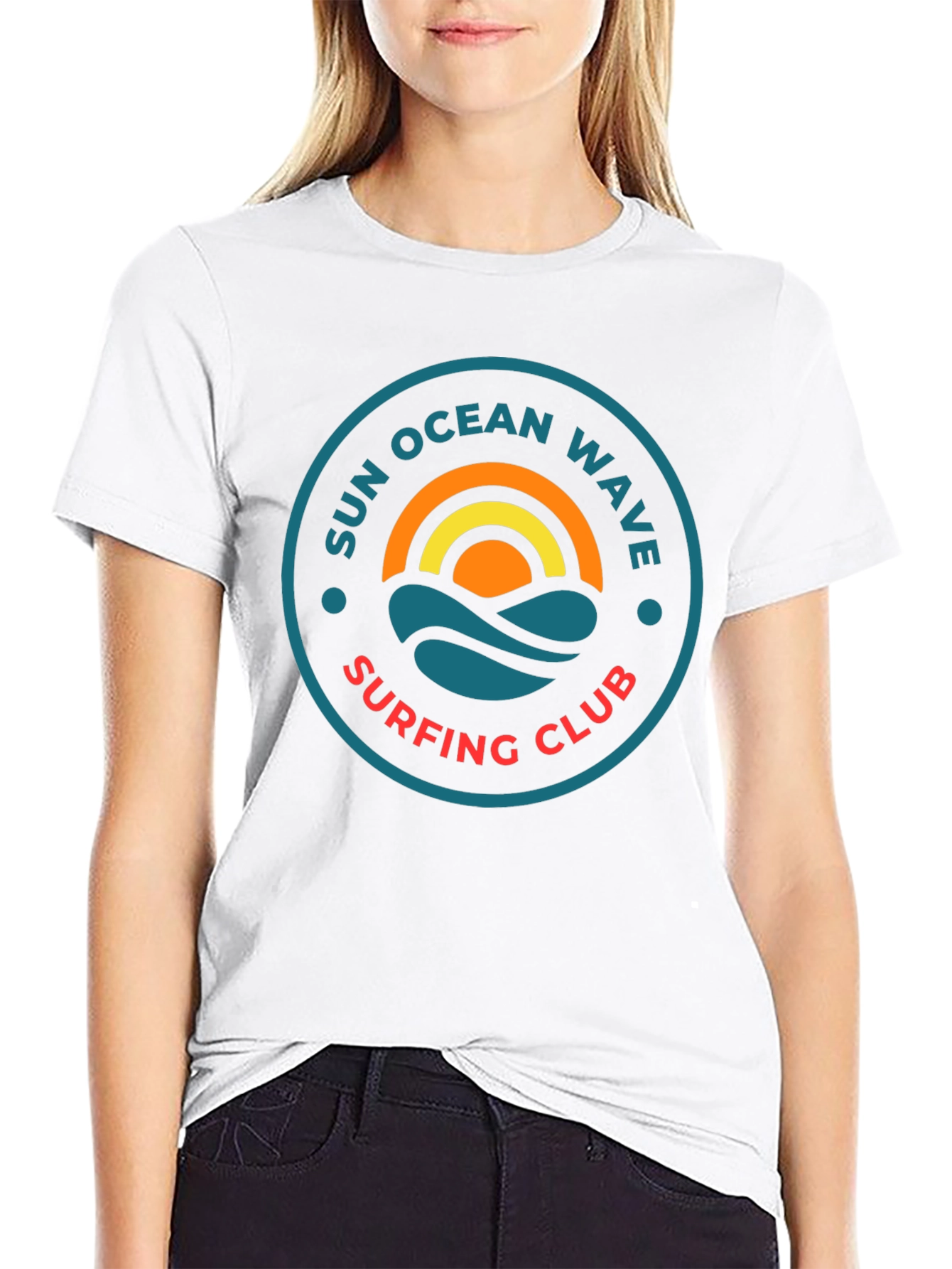 Sun Ocean Wave Surfing Club Graphic T-Shirt