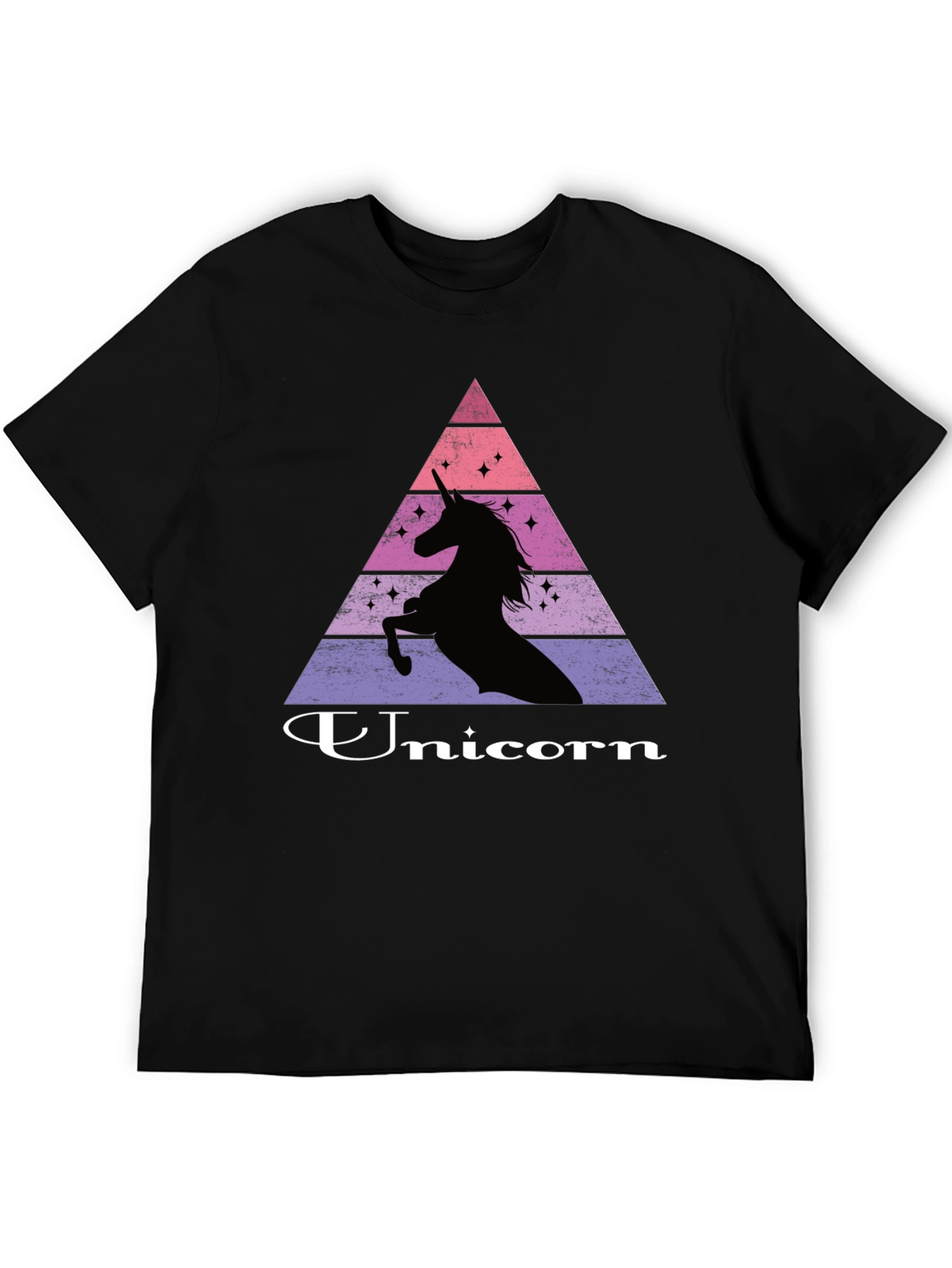 Unicorn Silhouette Graphic Print Black T-Shirt