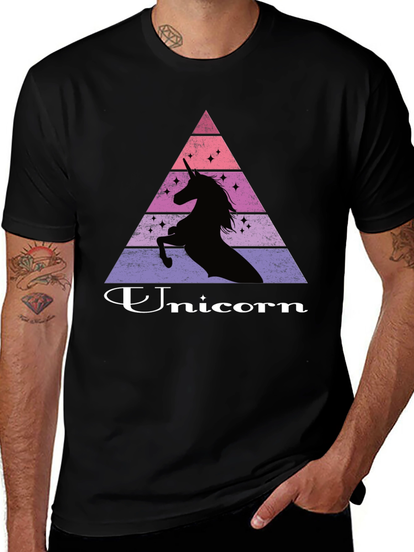 Unicorn Silhouette Graphic Print Black T-Shirt