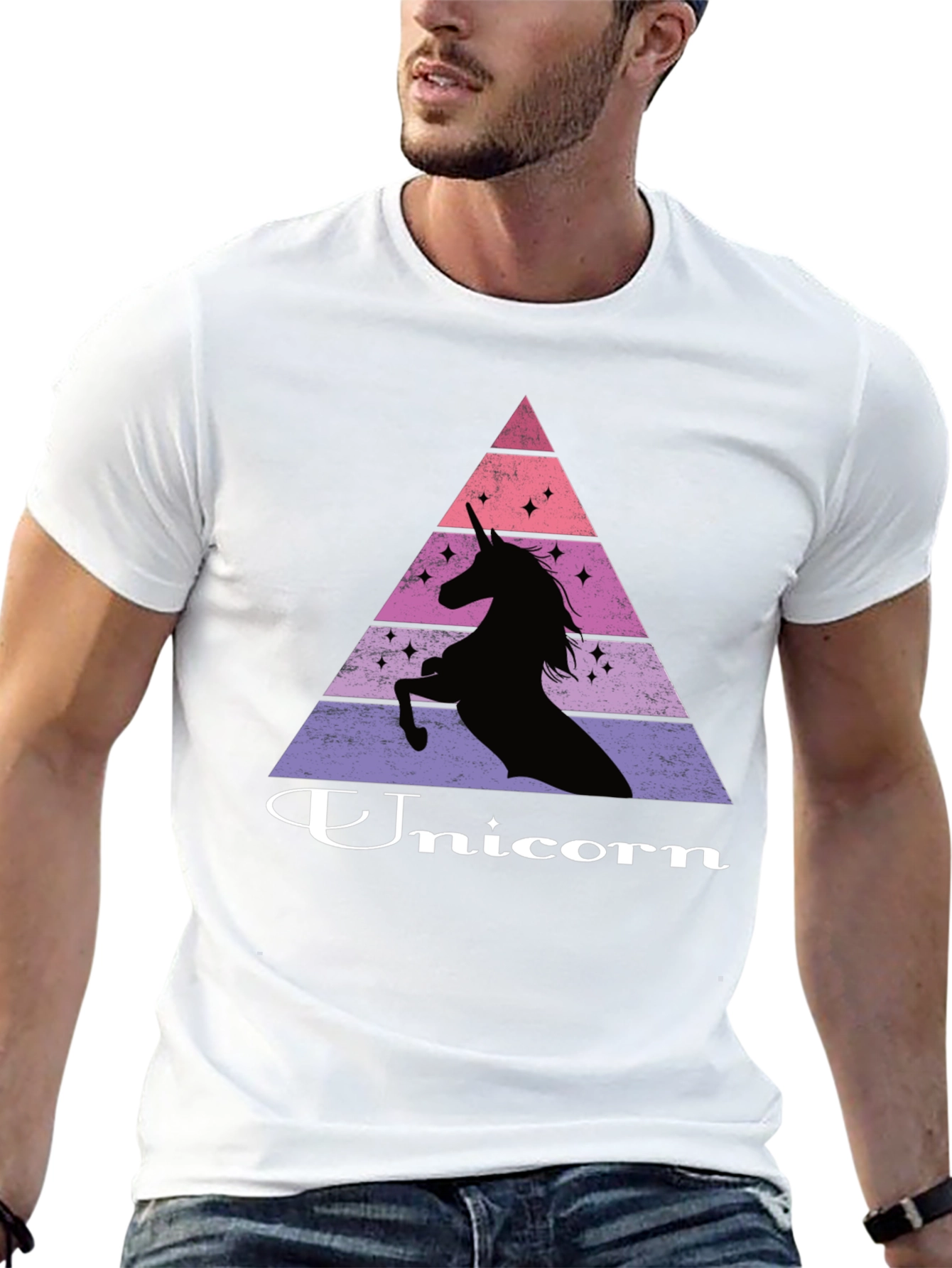 Unicorn Silhouette Graphic Print Black T-Shirt
