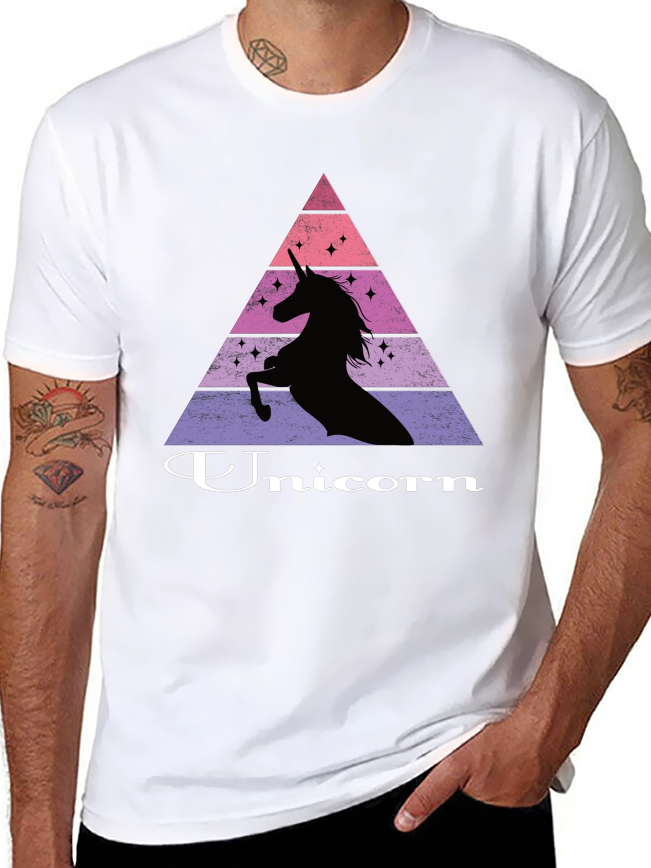 Unicorn Silhouette Graphic Print Black T-Shirt