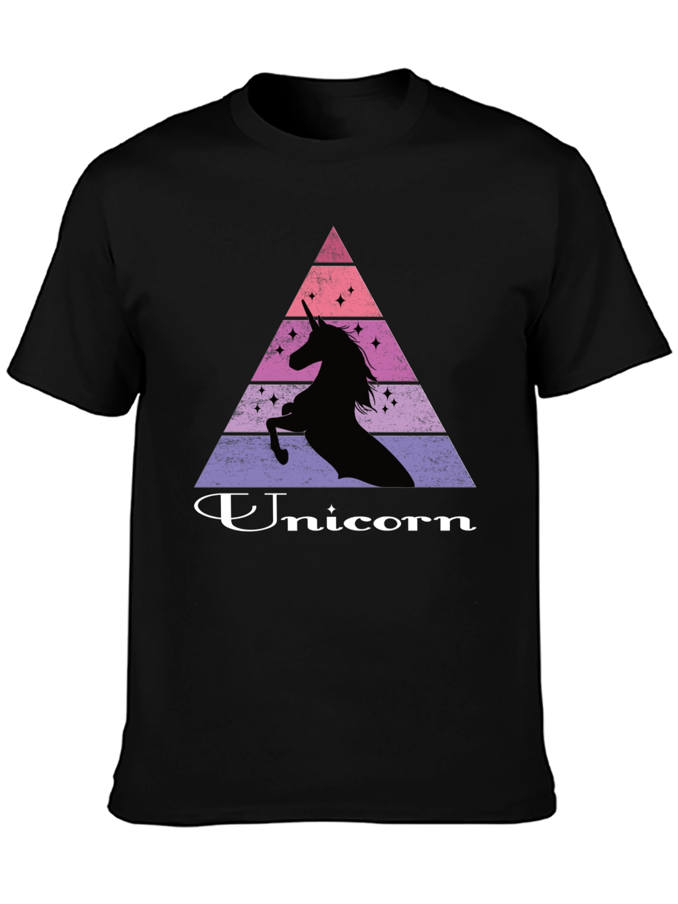 Unicorn Silhouette Graphic Print Black T-Shirt