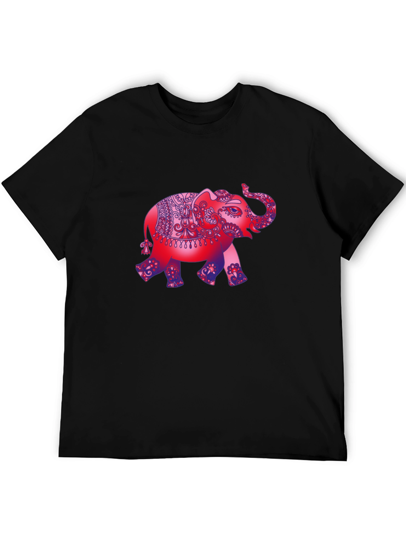 Elephant Graphic Print Black T-Shirt