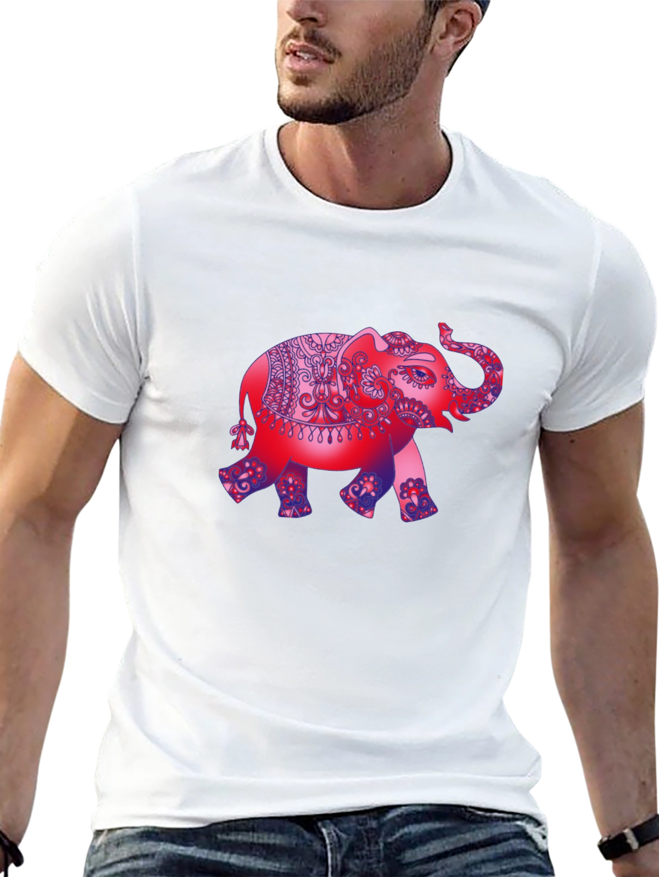 Elephant Graphic Print Black T-Shirt