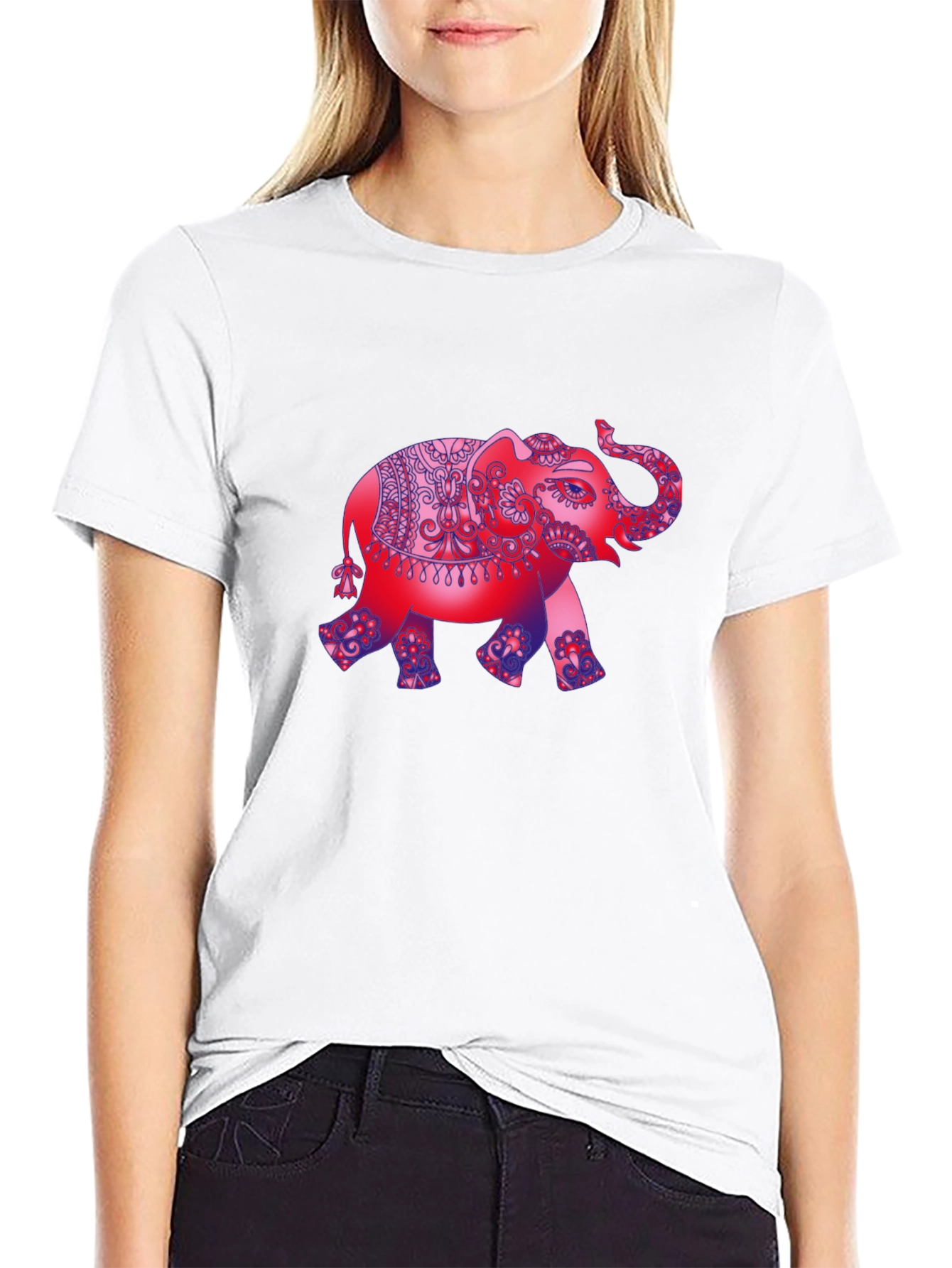 Elephant Graphic Print Black T-Shirt