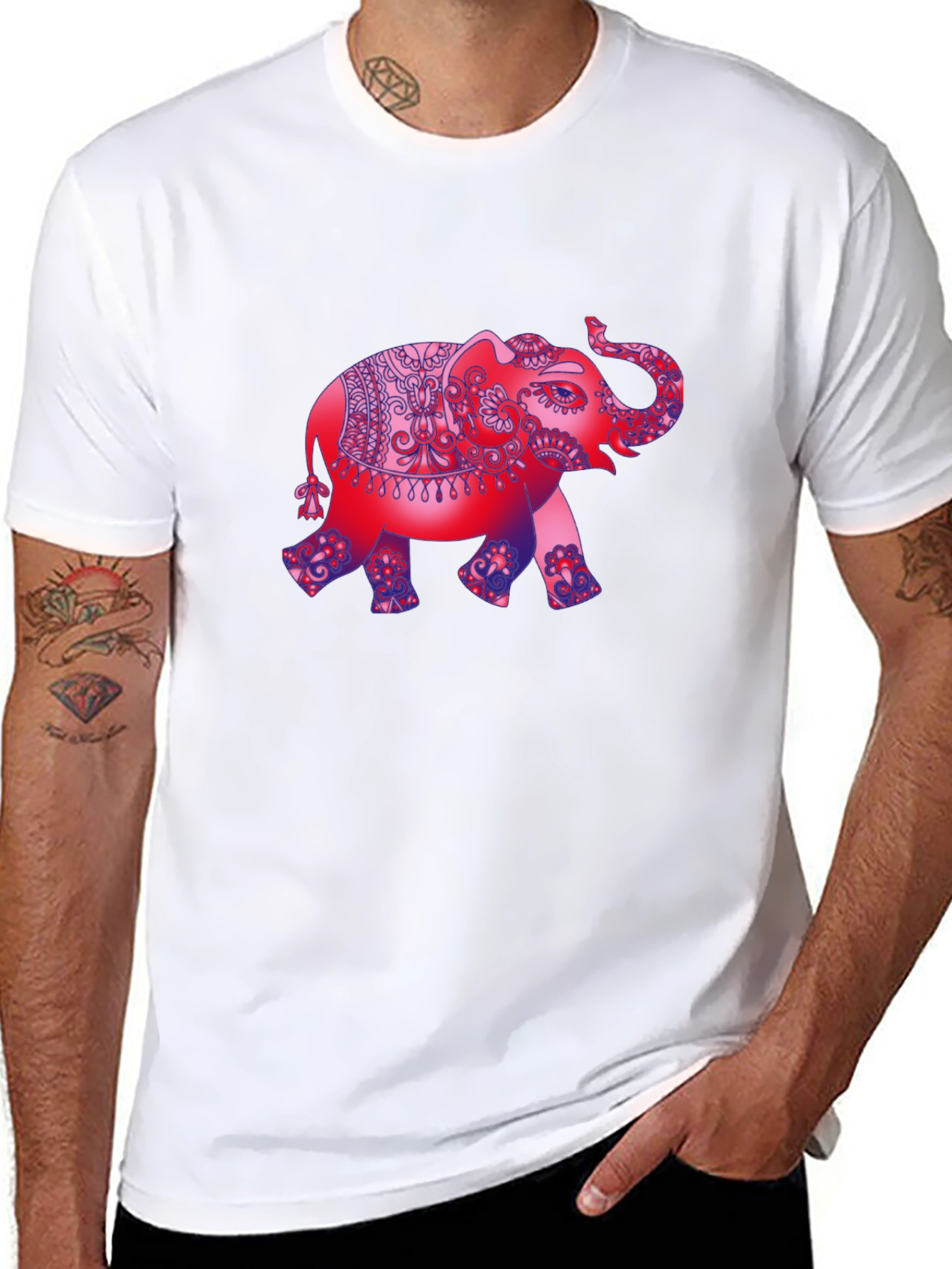 Elephant Graphic Print Black T-Shirt