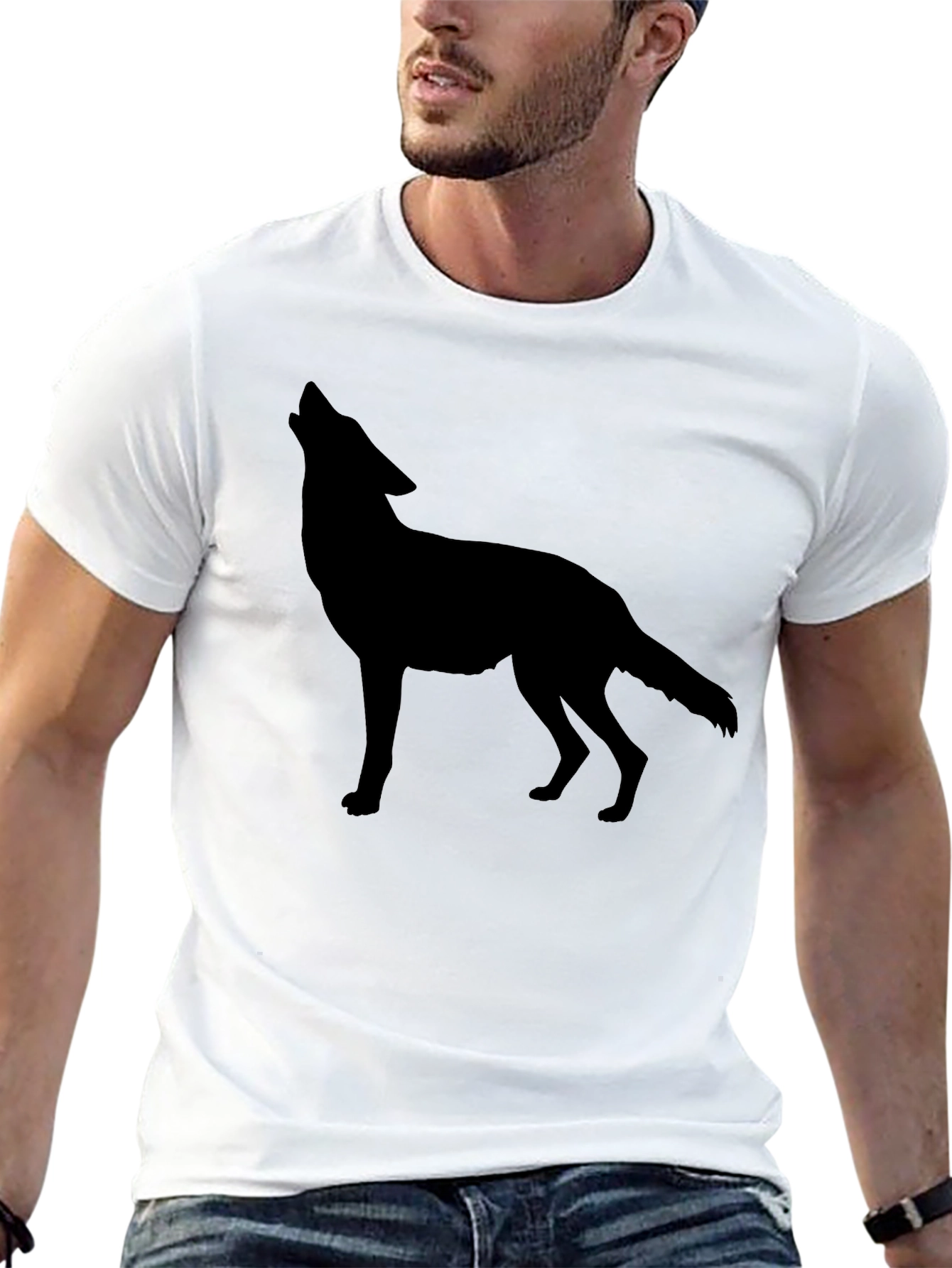 Mens Black Wolf Graphic T-Shirt