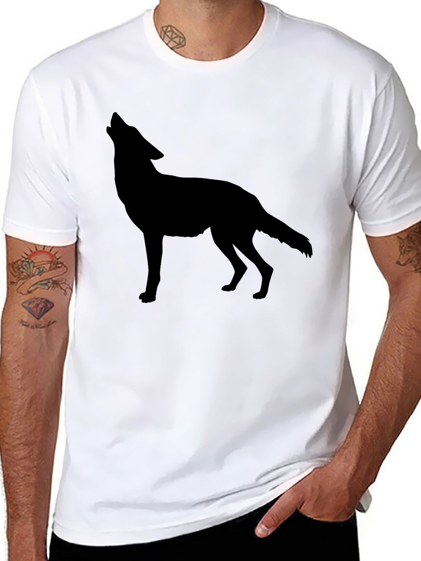 Mens Black Wolf Graphic T-Shirt
