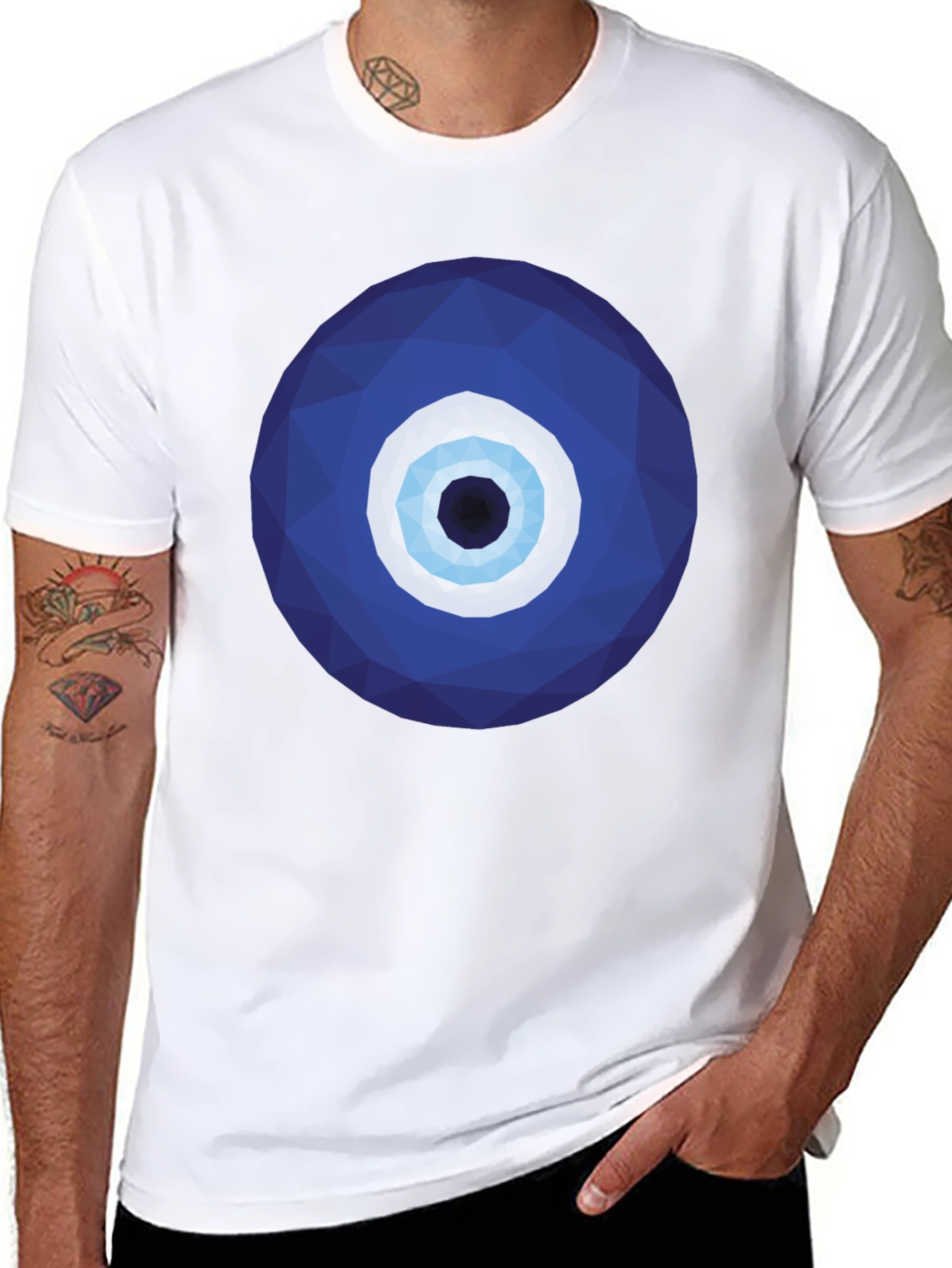 Geometric Evil Eye Graphic Tee - Stylish Protection