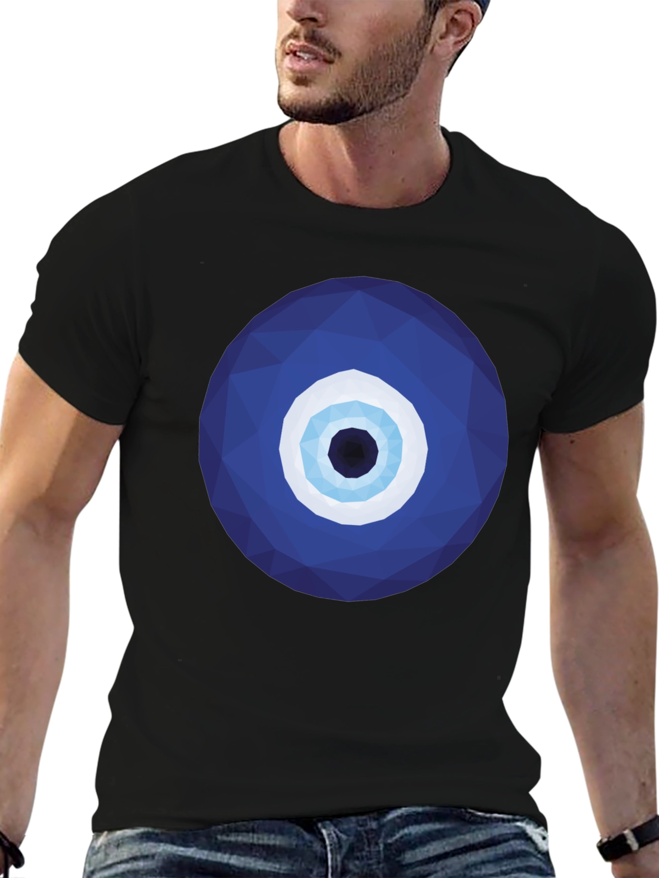 Geometric Evil Eye Graphic Tee - Stylish Protection