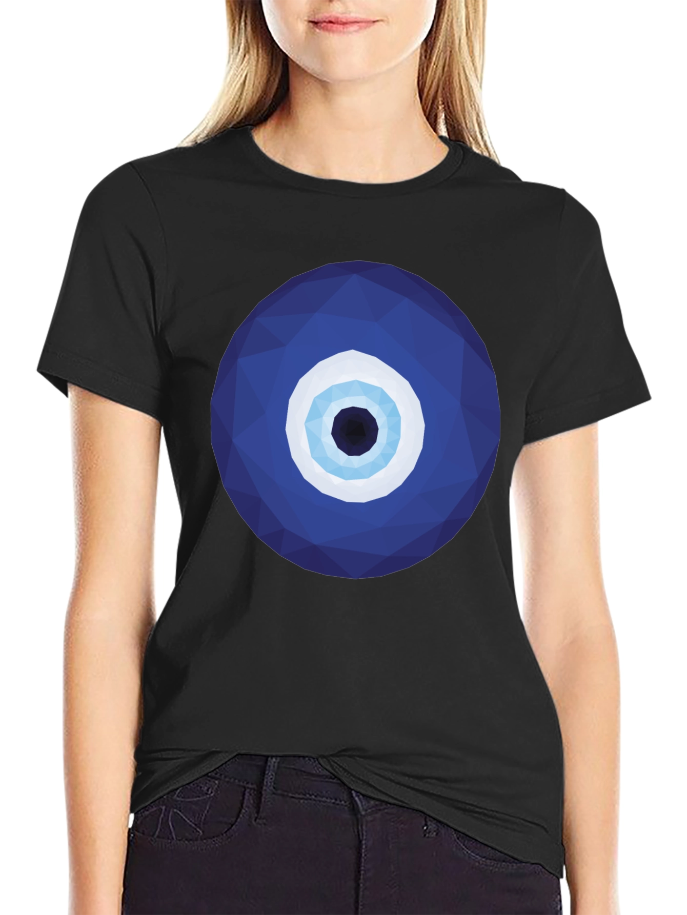 Geometric Evil Eye Graphic Tee - Stylish Protection