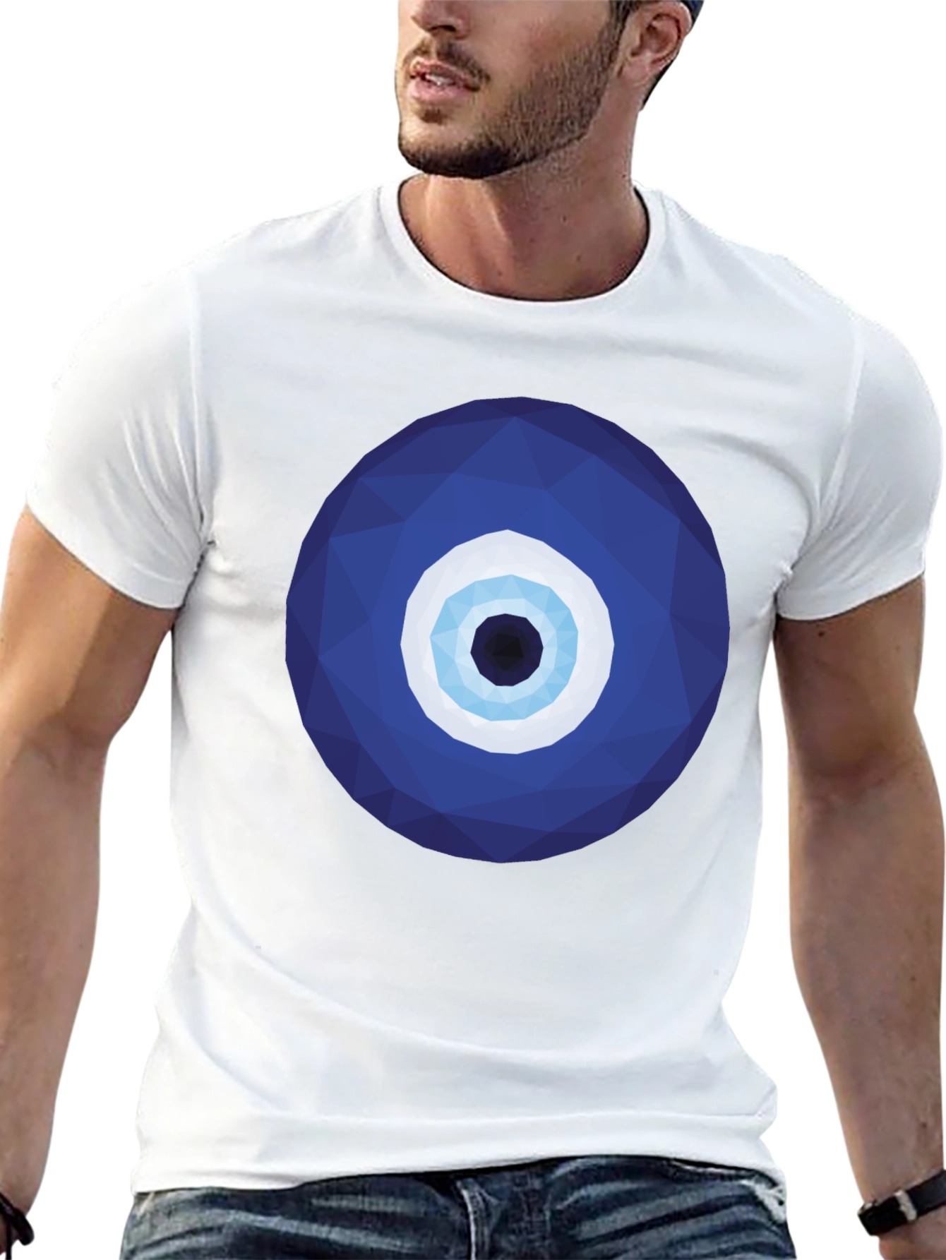 Geometric Evil Eye Graphic Tee - Stylish Protection