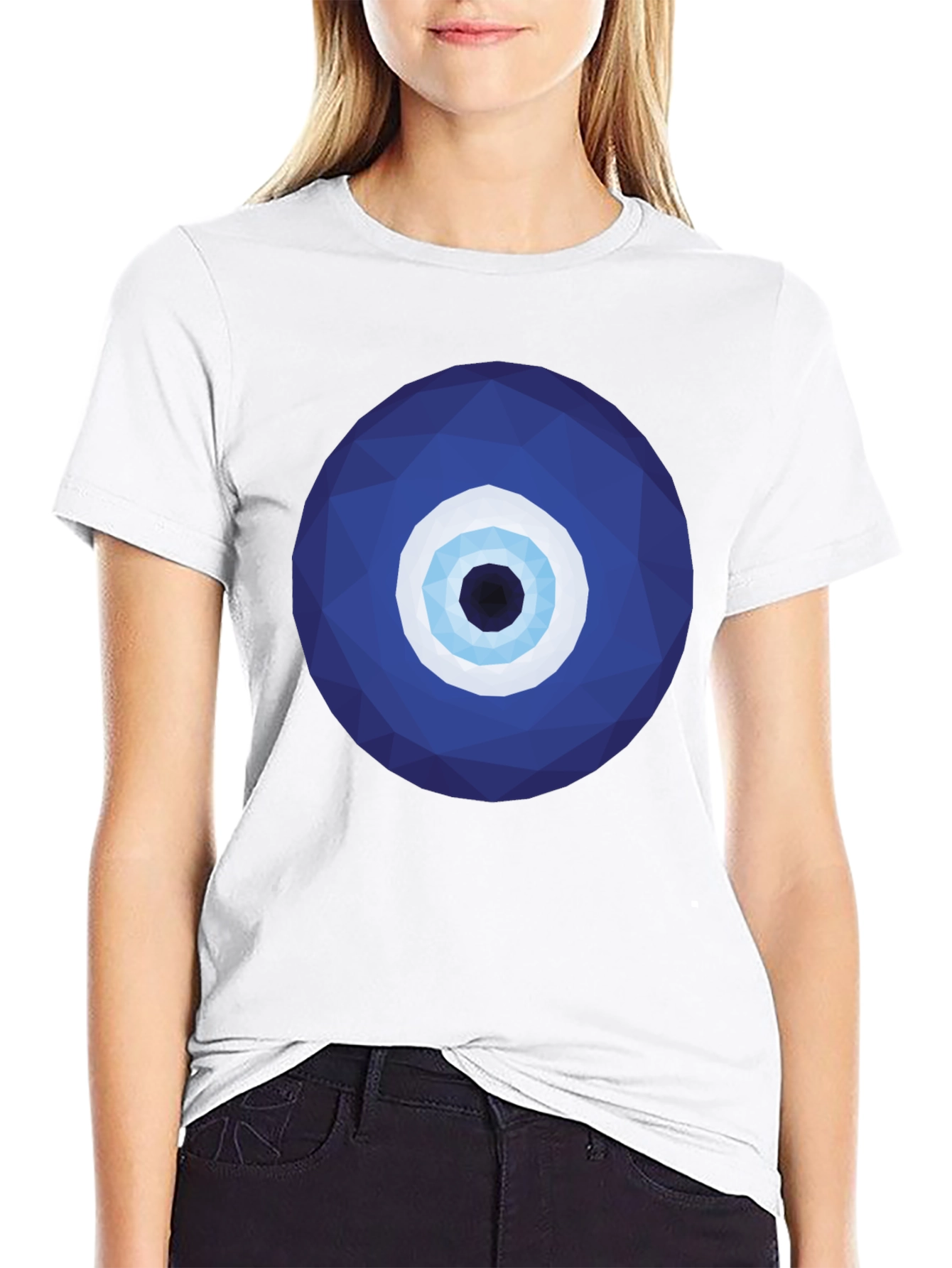 Geometric Evil Eye Graphic Tee - Stylish Protection