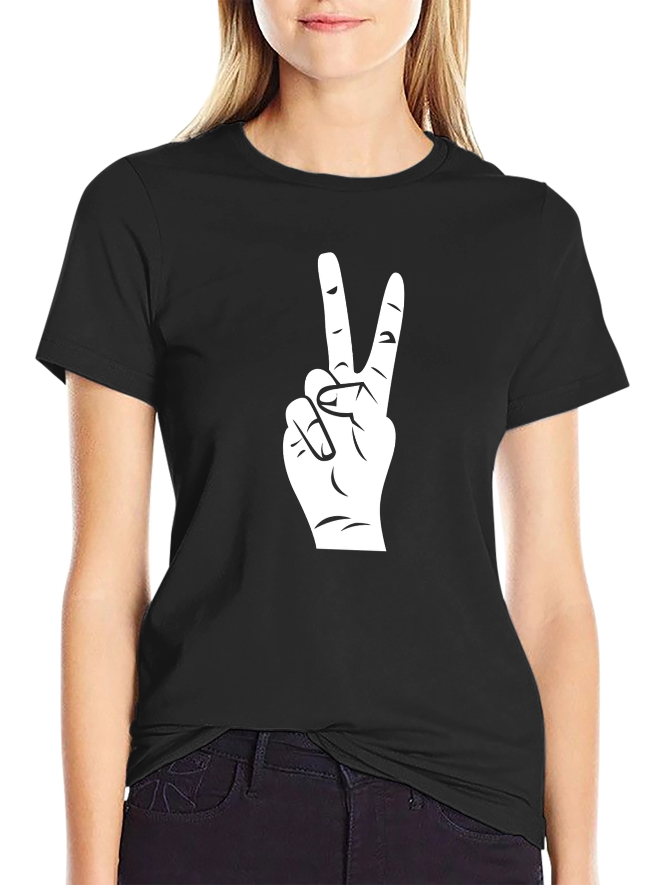 Peace Sign T-Shirt - Black Cotton Graphic Tee