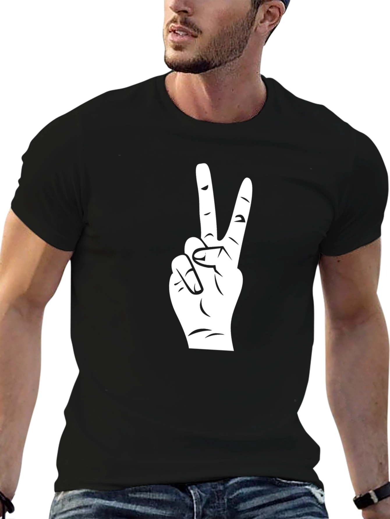 Peace Sign T-Shirt - Black Cotton Graphic Tee