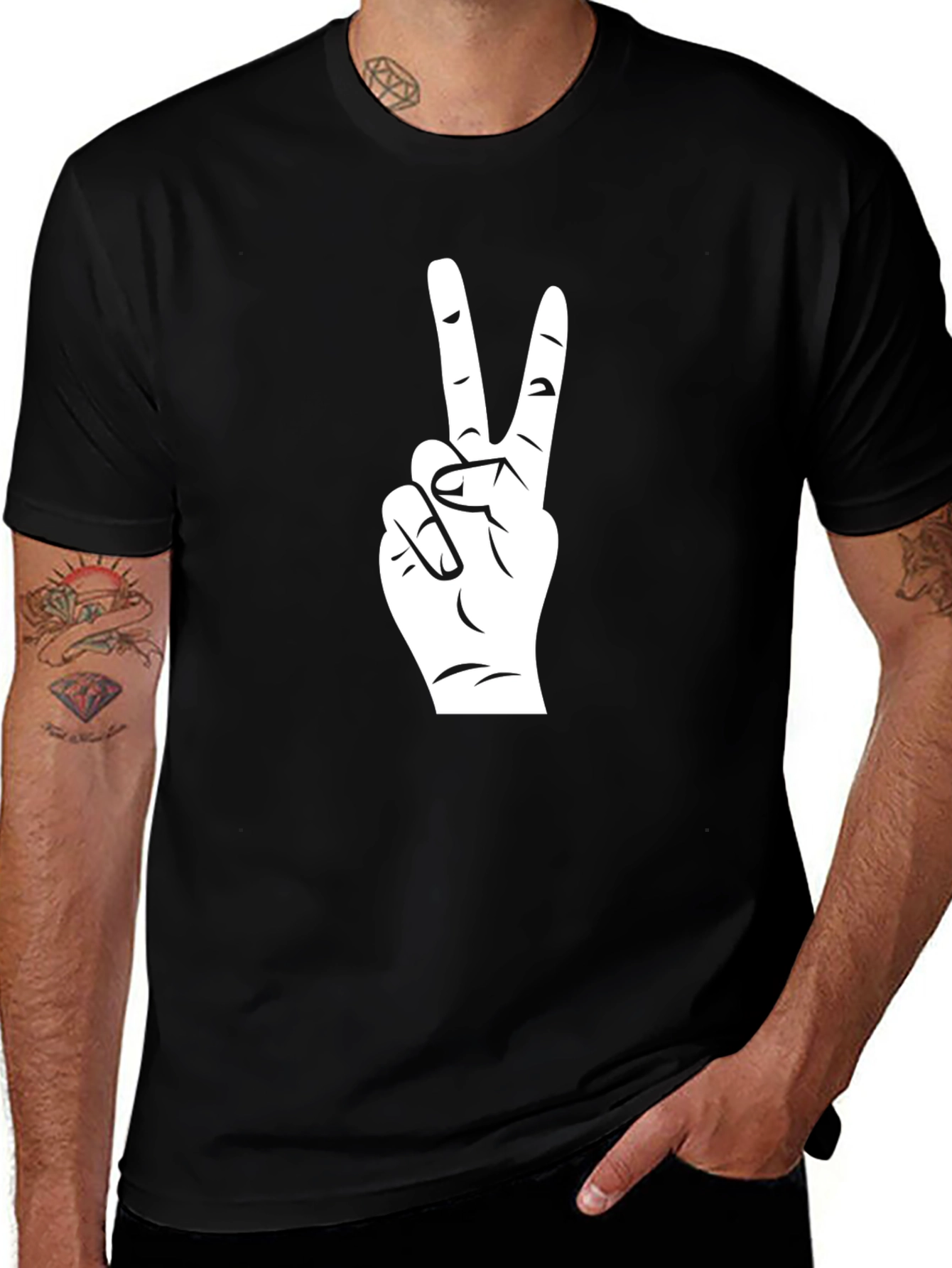 Peace Sign T-Shirt - Black Cotton Graphic Tee