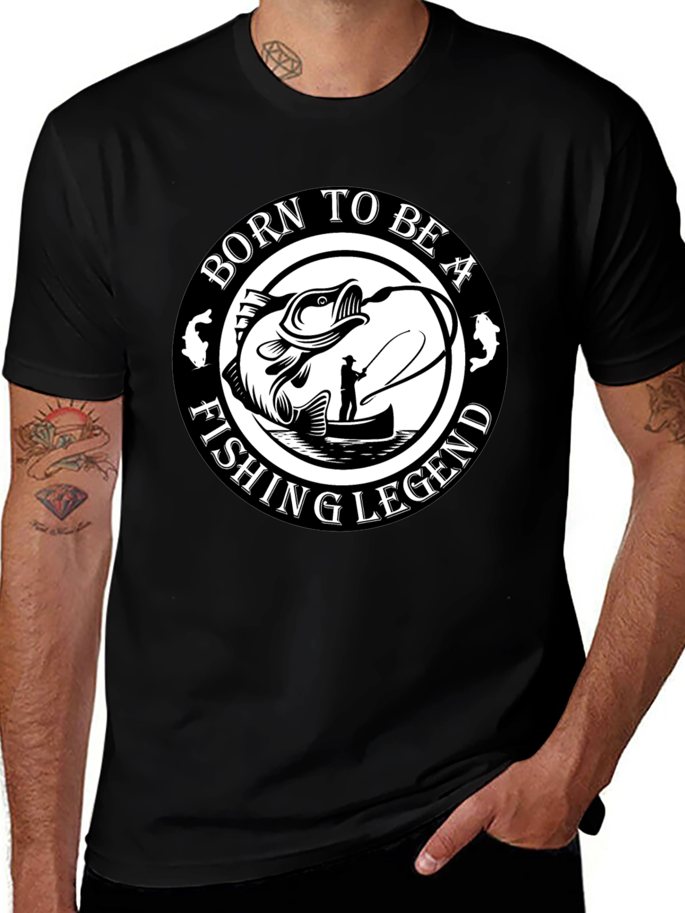 Born To Be A Fishing Legend Black T-Shirt