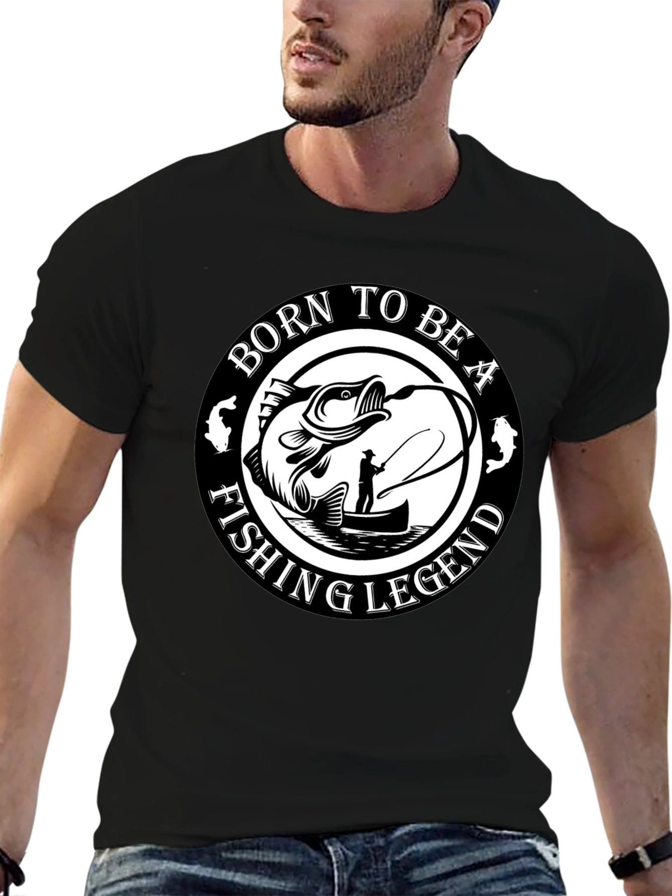 Born To Be A Fishing Legend Black T-Shirt