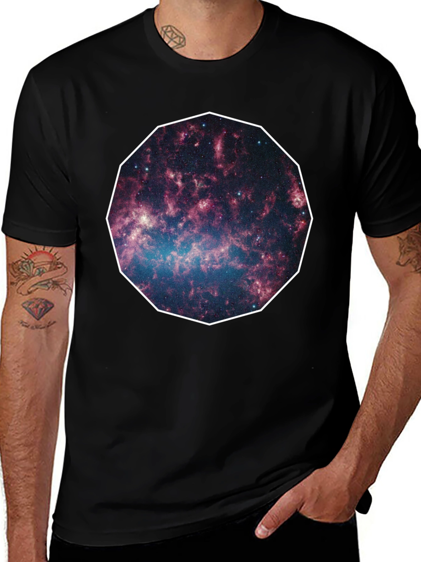 Galaxy Print Black Tee