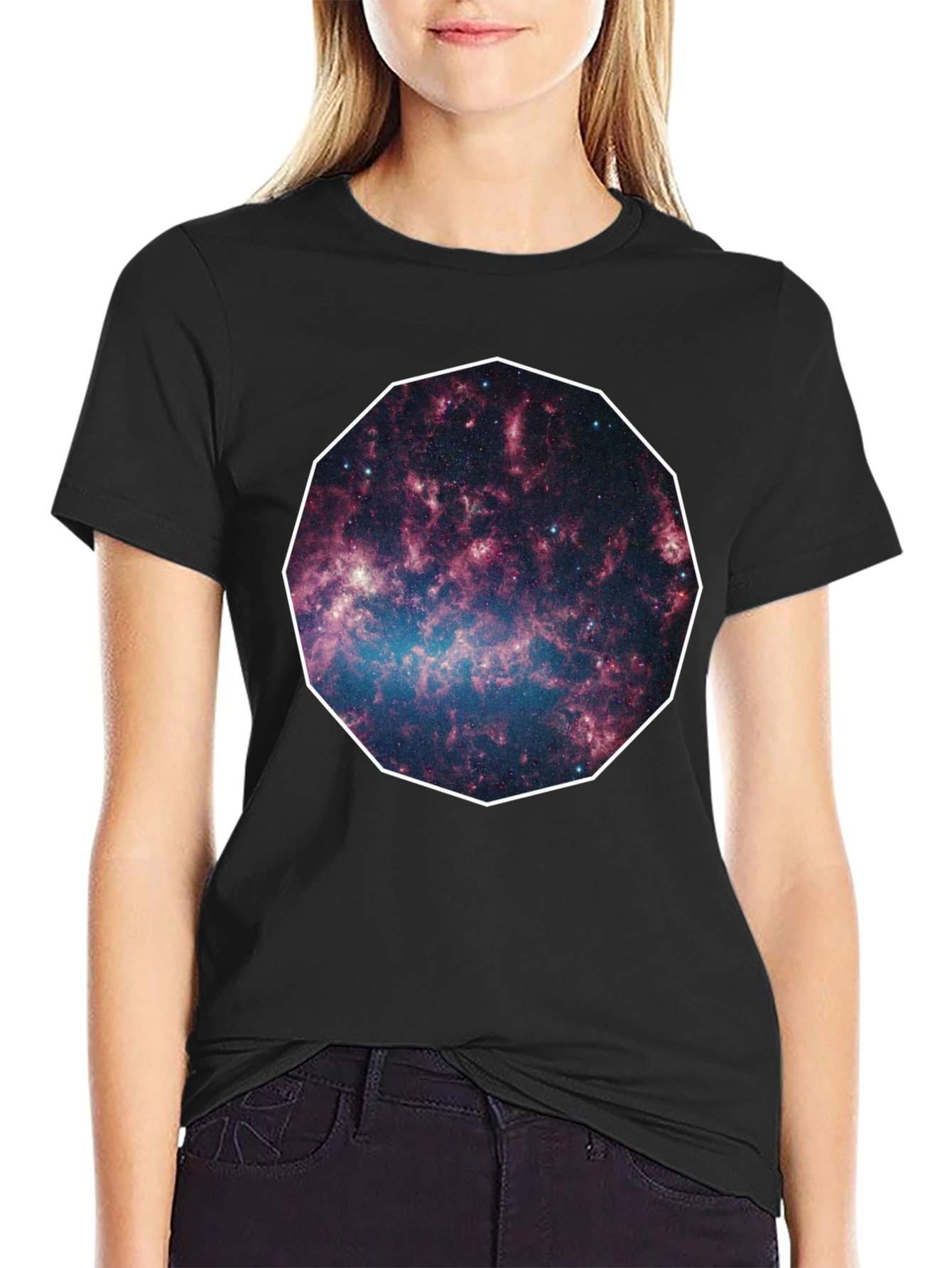 Galaxy Print Black Tee