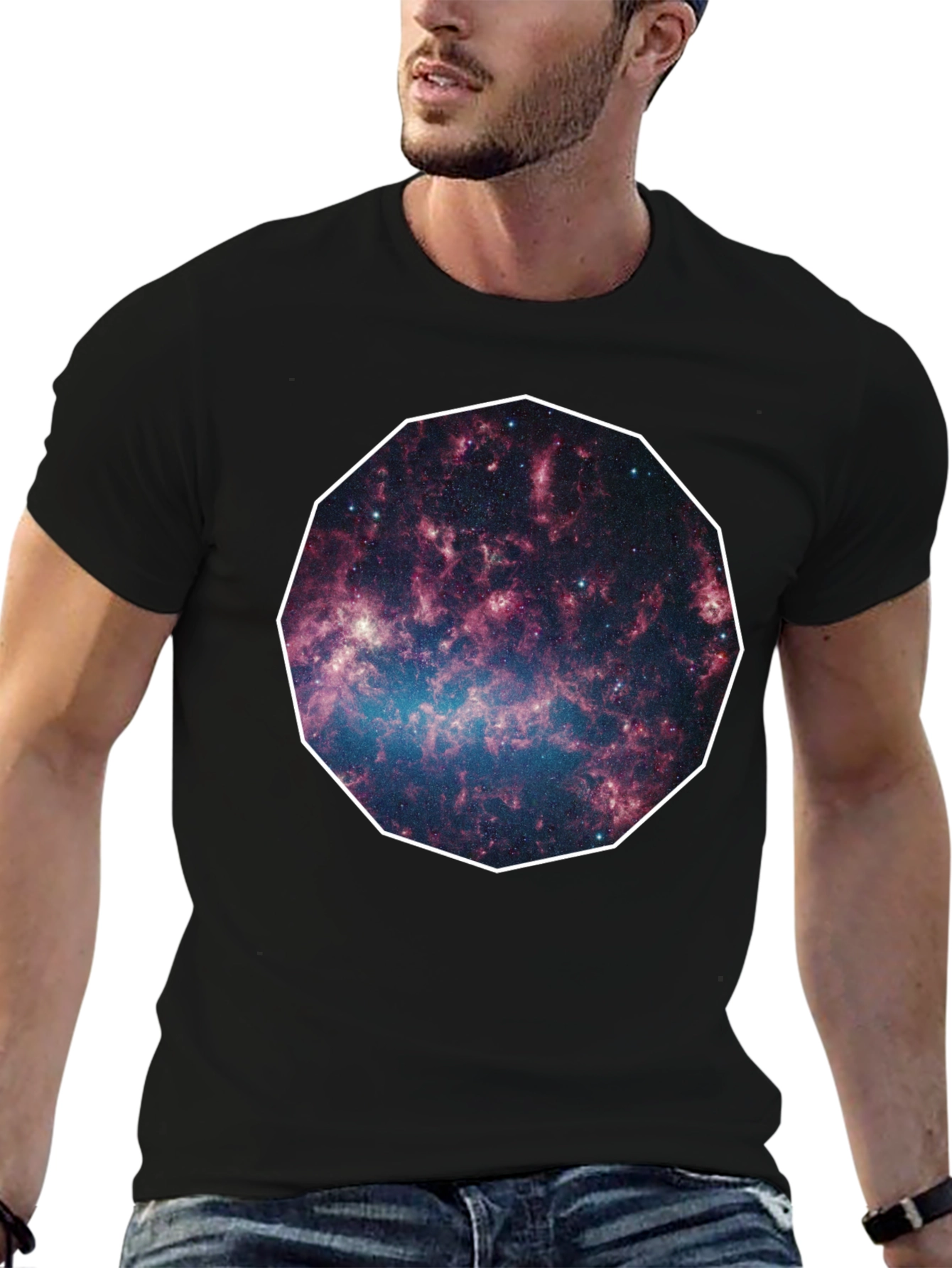 Galaxy Print Black Tee