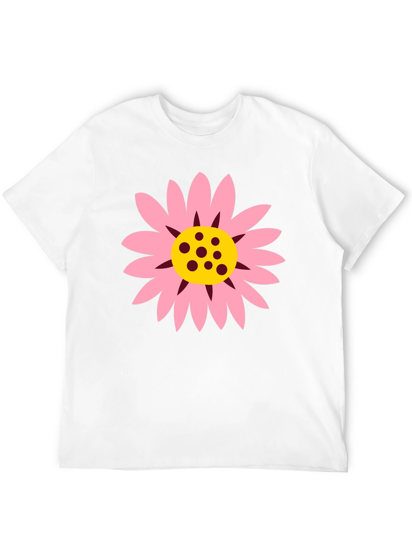 Black T-Shirt with Pink Daisy Graphic