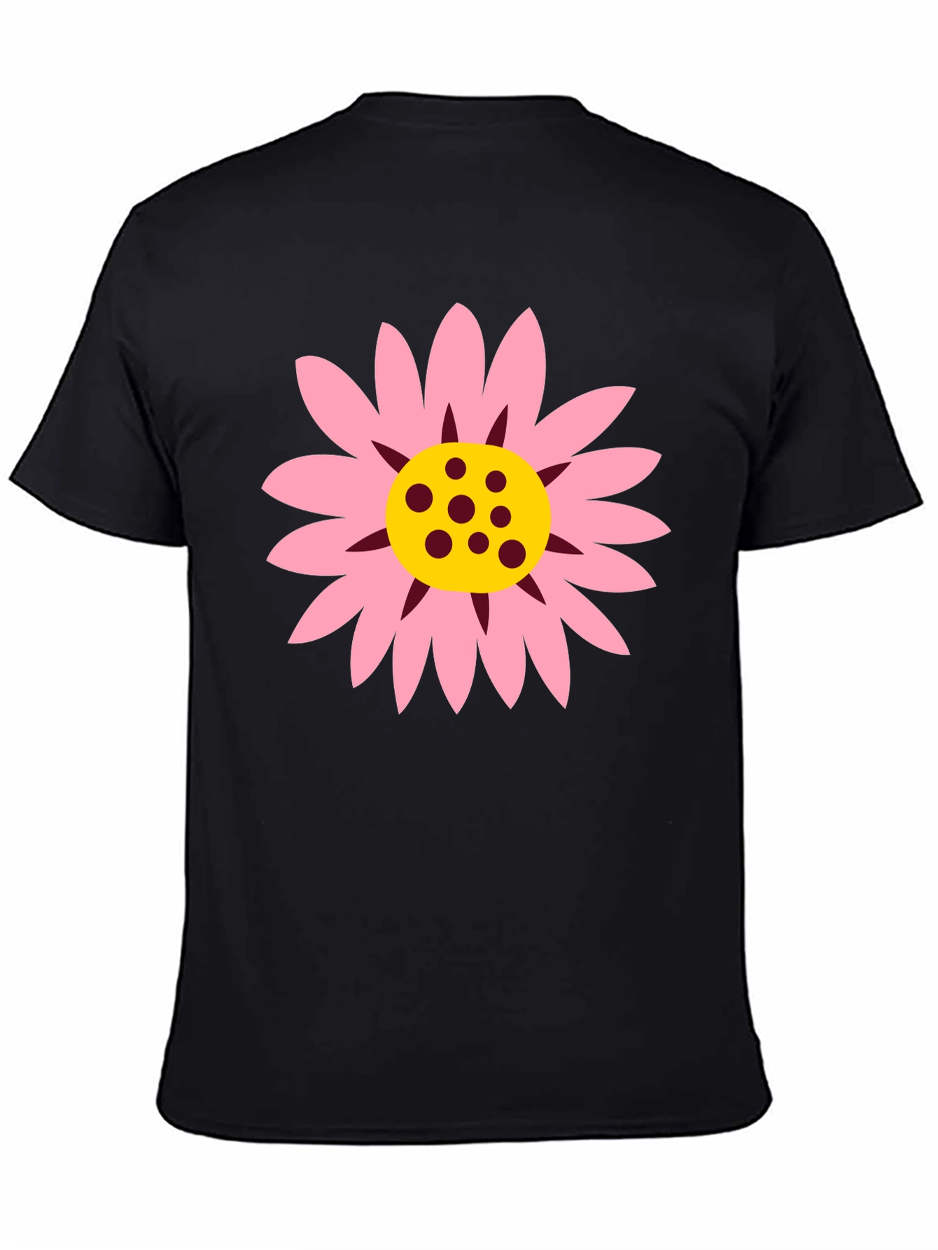 Black T-Shirt with Pink Daisy Graphic