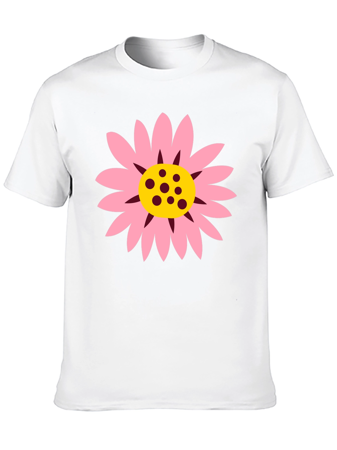 Black T-Shirt with Pink Daisy Graphic