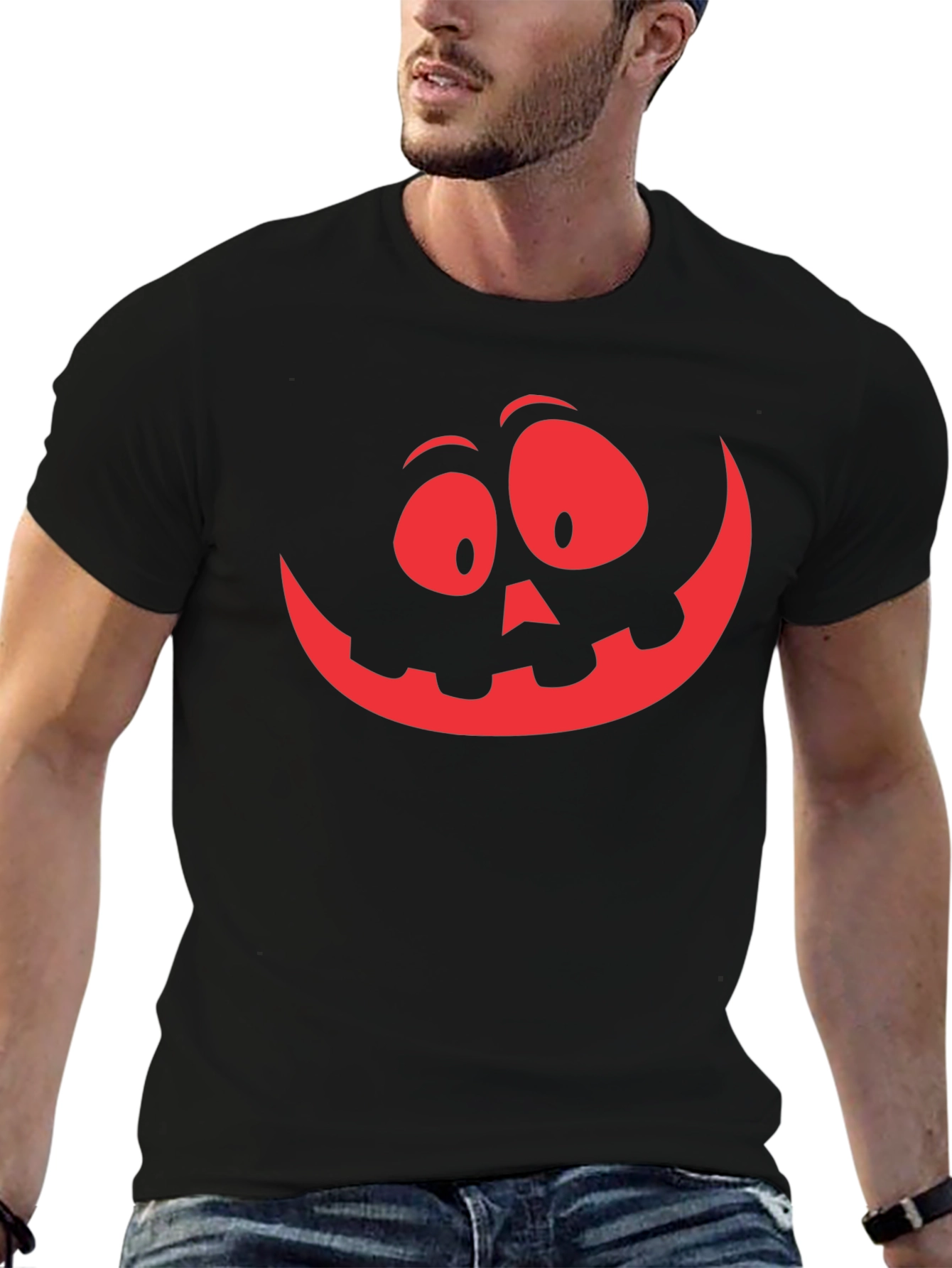 Spooky Pumpkin Face Graphic Tee - Halloween Shirt