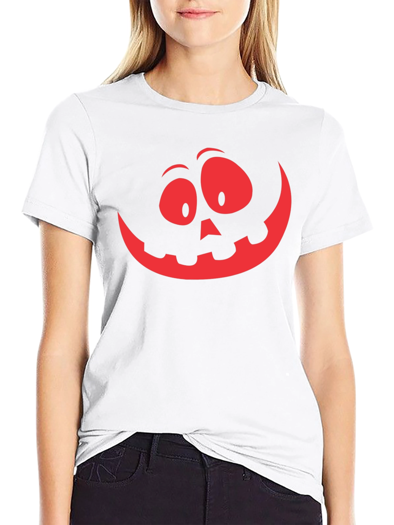 Spooky Pumpkin Face Graphic Tee - Halloween Shirt