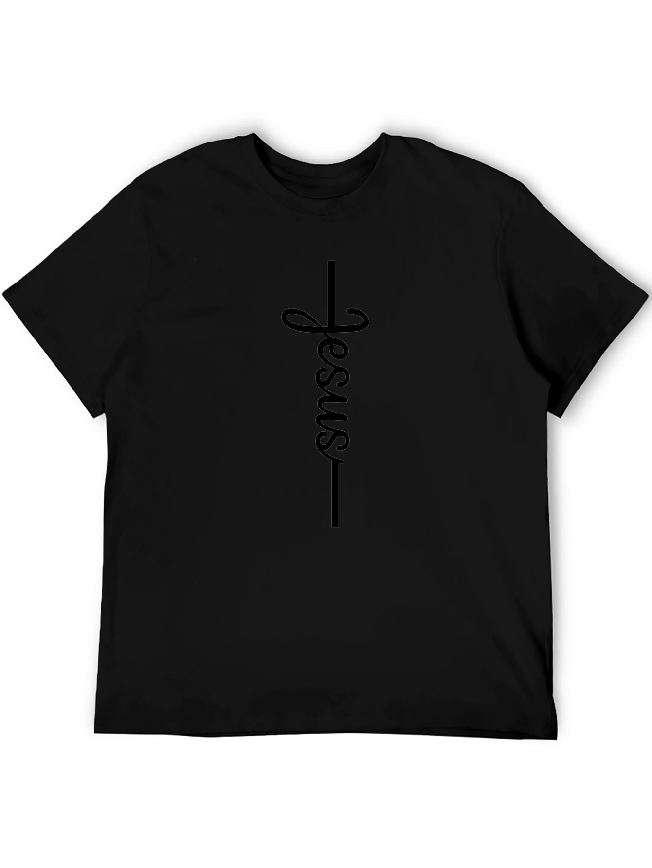 Jesus Cross Graphic Print Crew Neck Tee
