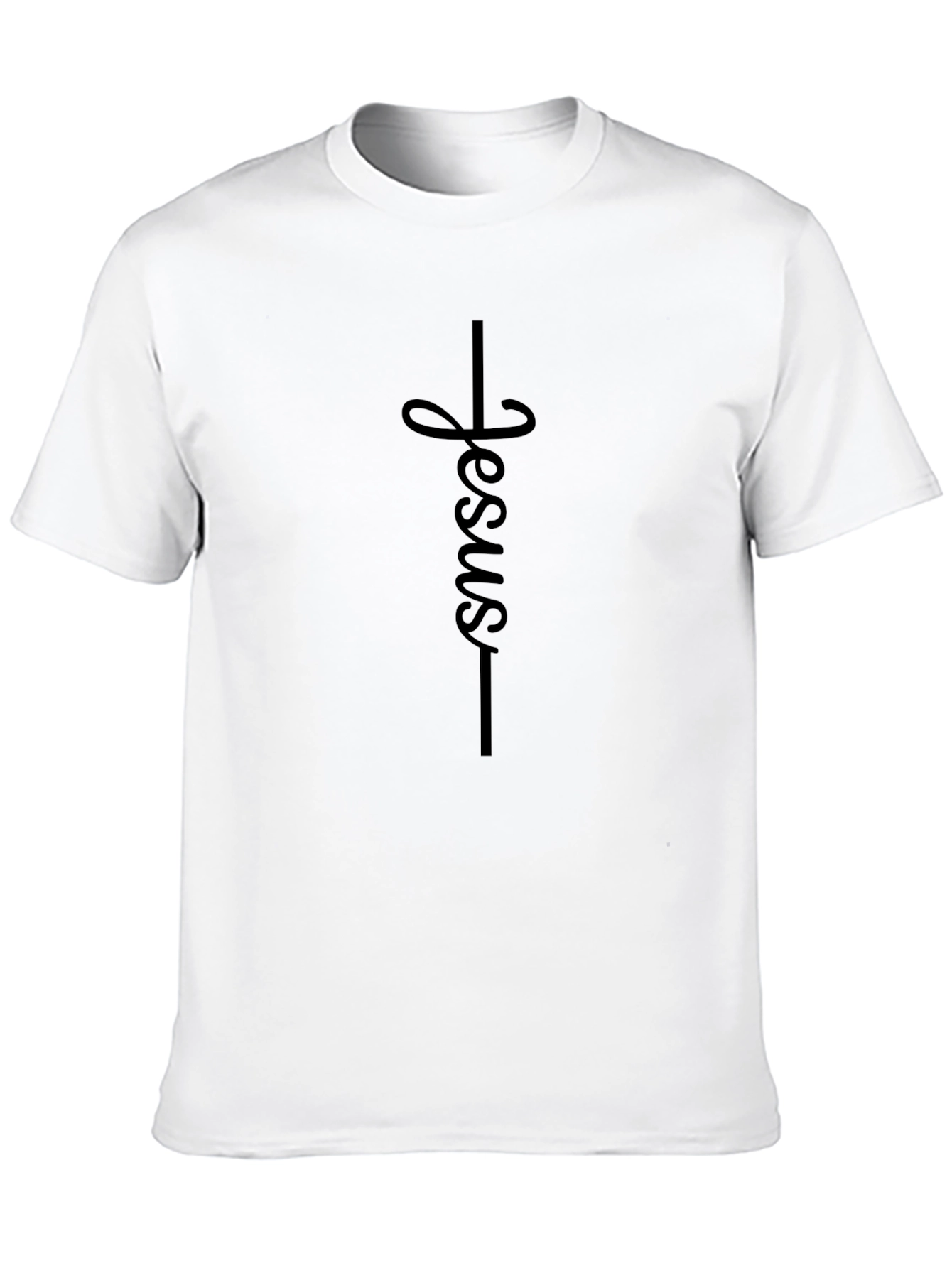 Jesus Cross Graphic Print Crew Neck Tee