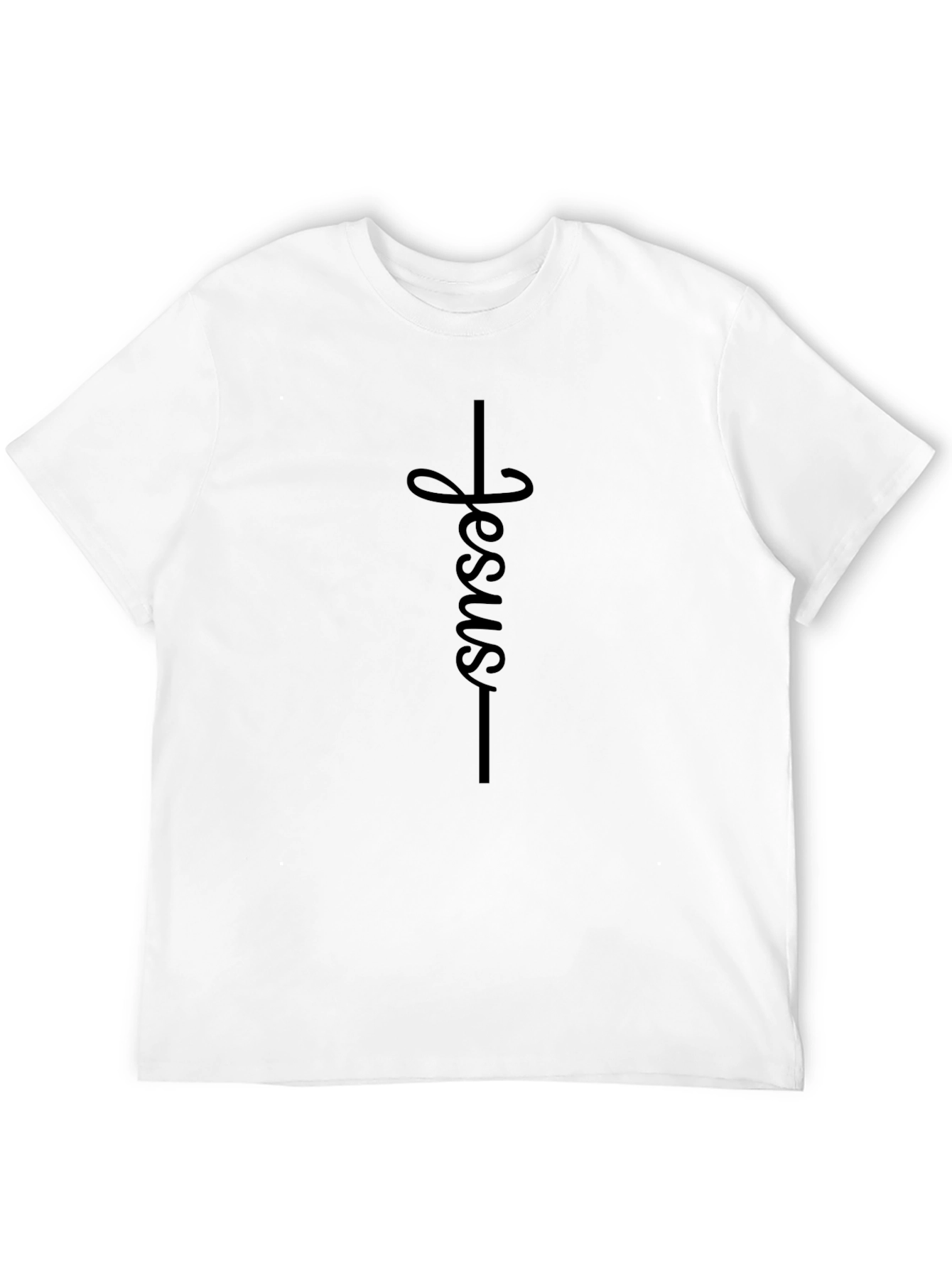 Jesus Cross Graphic Print Crew Neck Tee