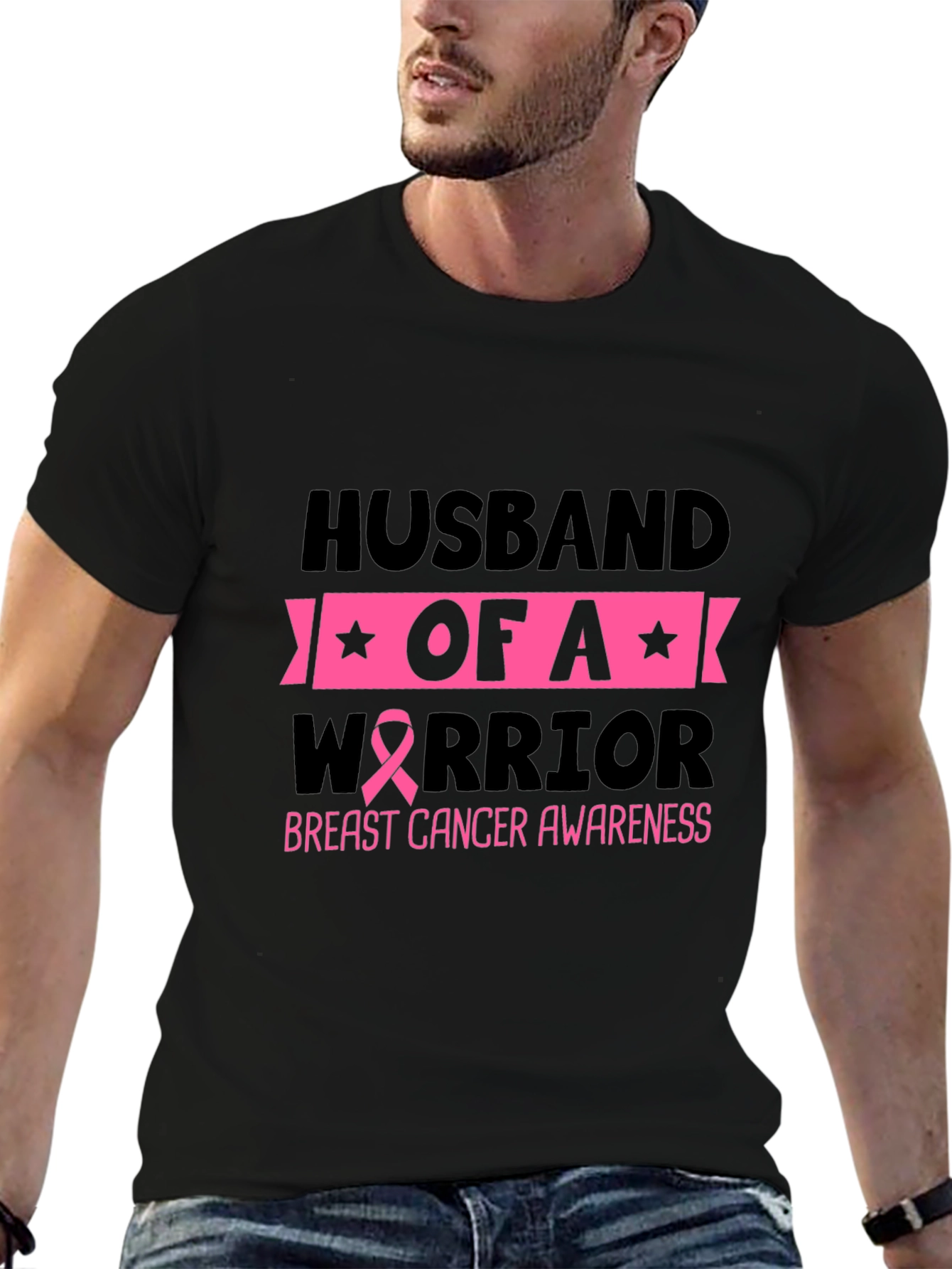 Husband of a Warrior Breast Cancer Awareness T-Shirt