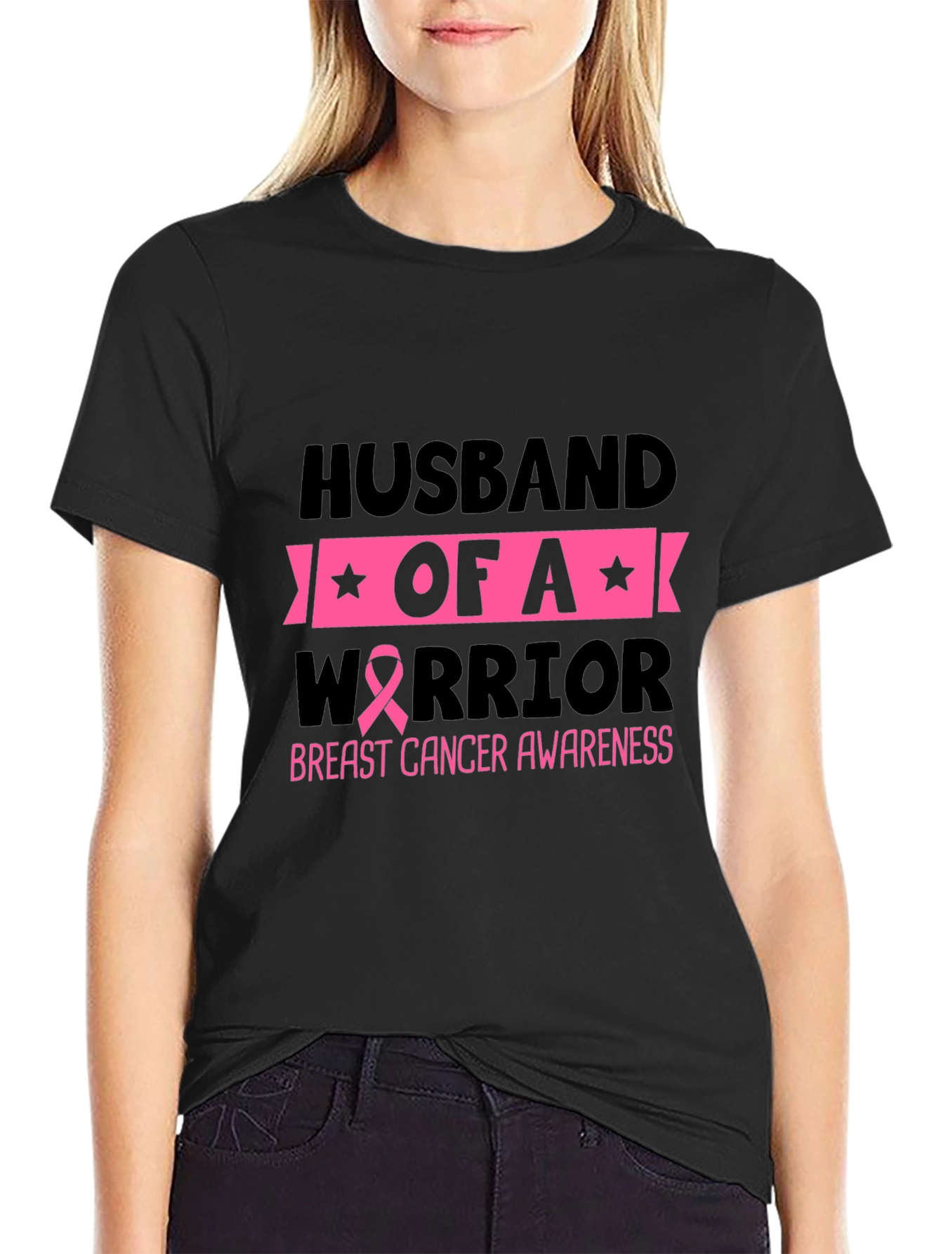 Husband of a Warrior Breast Cancer Awareness T-Shirt