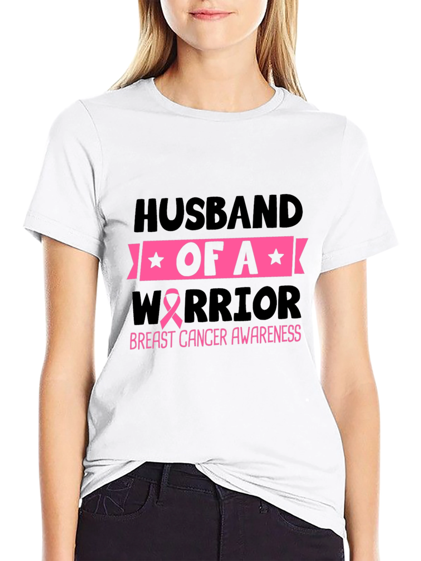 Husband of a Warrior Breast Cancer Awareness T-Shirt