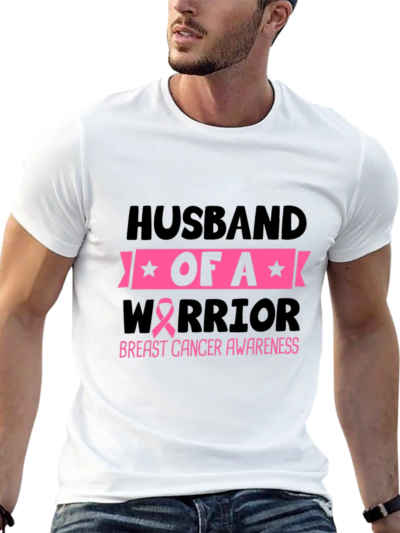 Husband of a Warrior Breast Cancer Awareness T-Shirt