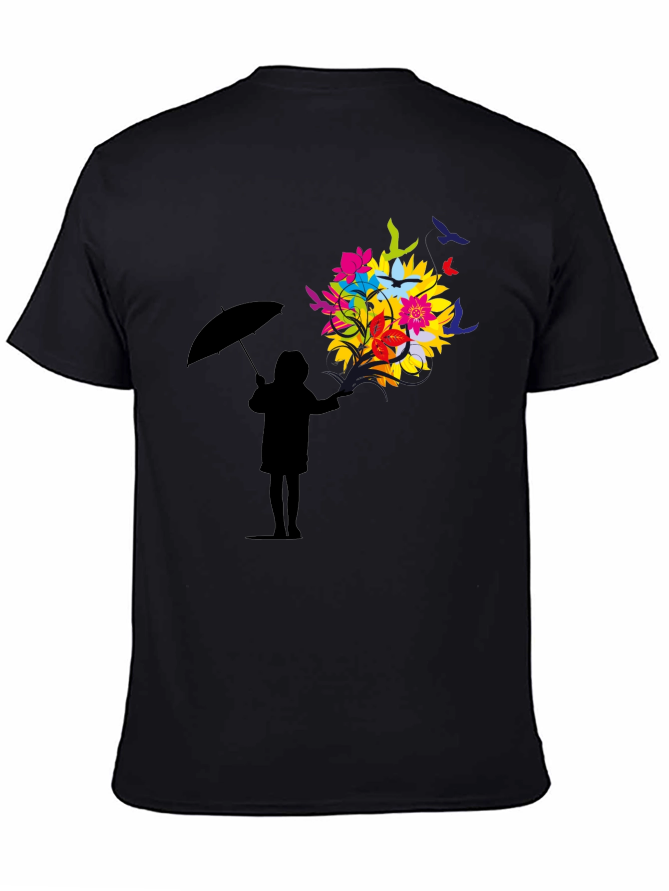 Floral Silhouette Graphic Tee - Black Unisex T-Shirt