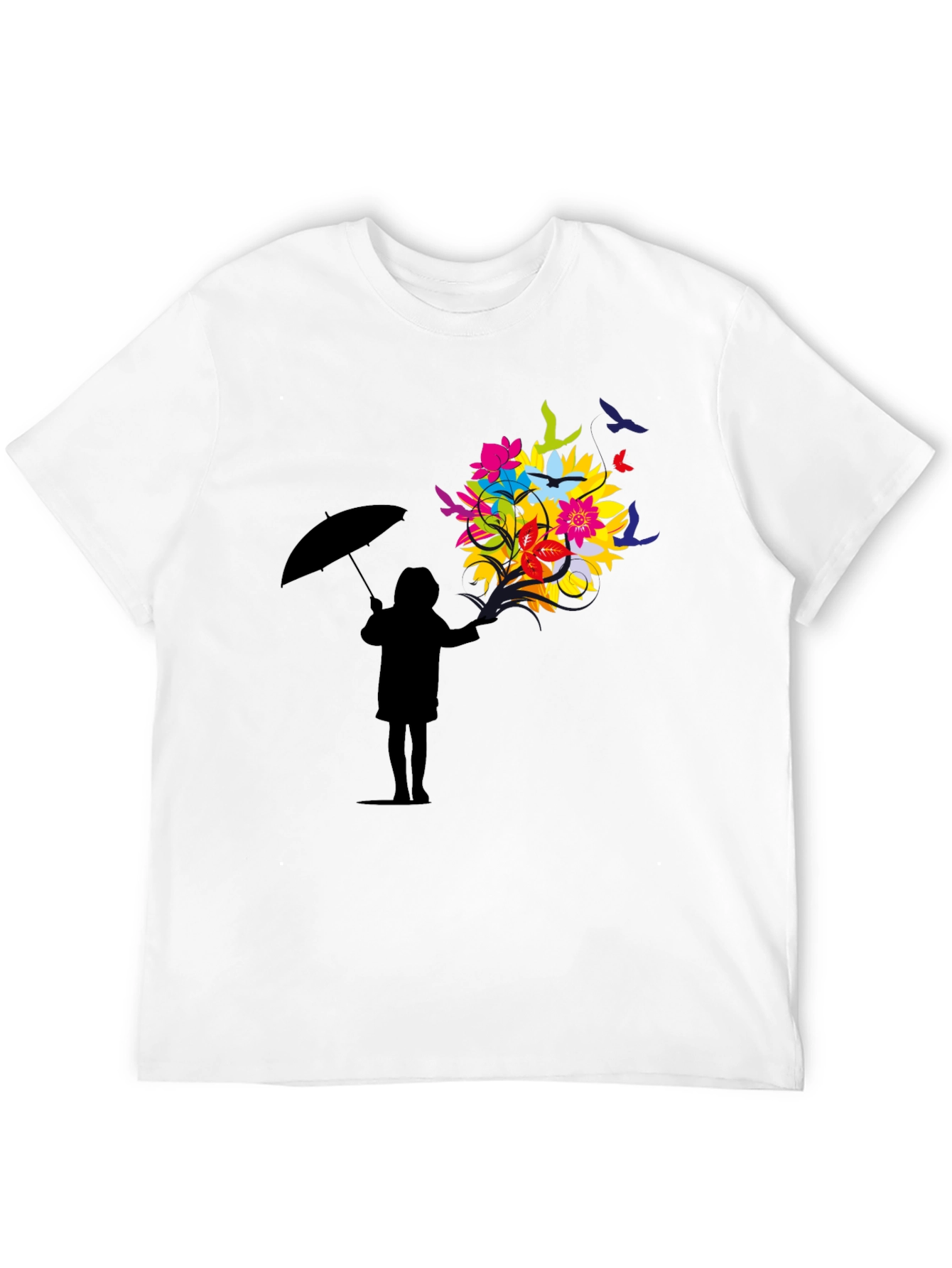Floral Silhouette Graphic Tee - Black Unisex T-Shirt