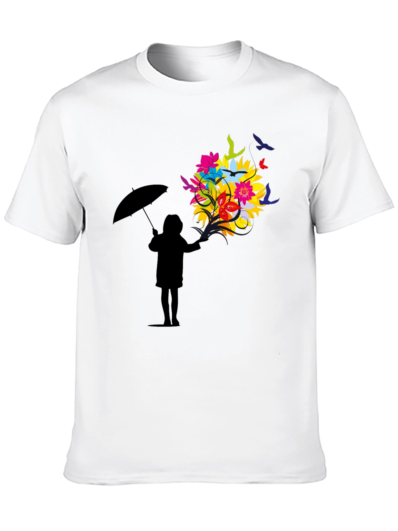 Floral Silhouette Graphic Tee - Black Unisex T-Shirt