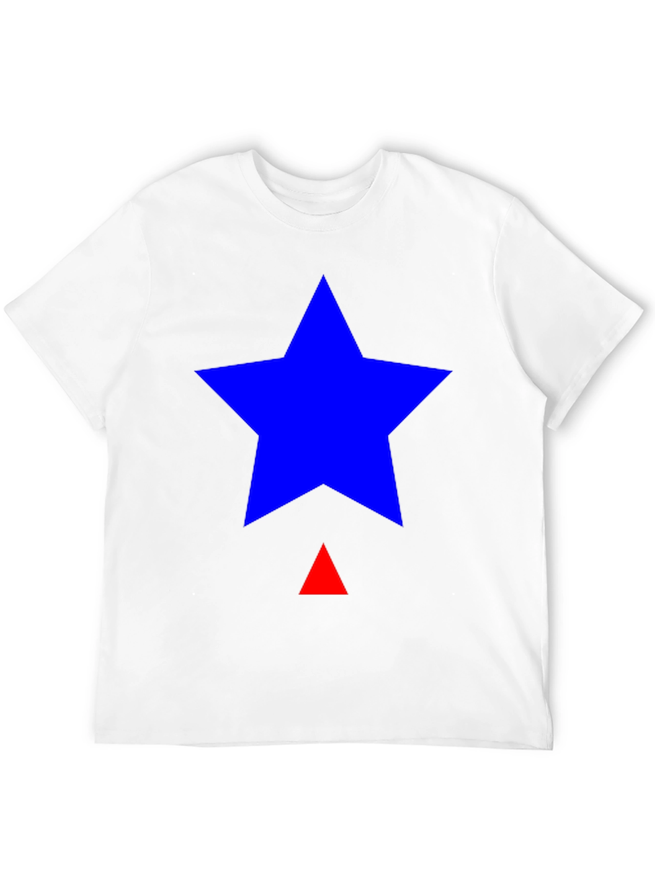 Blue Star & Red Triangle Graphic Black T-Shirt