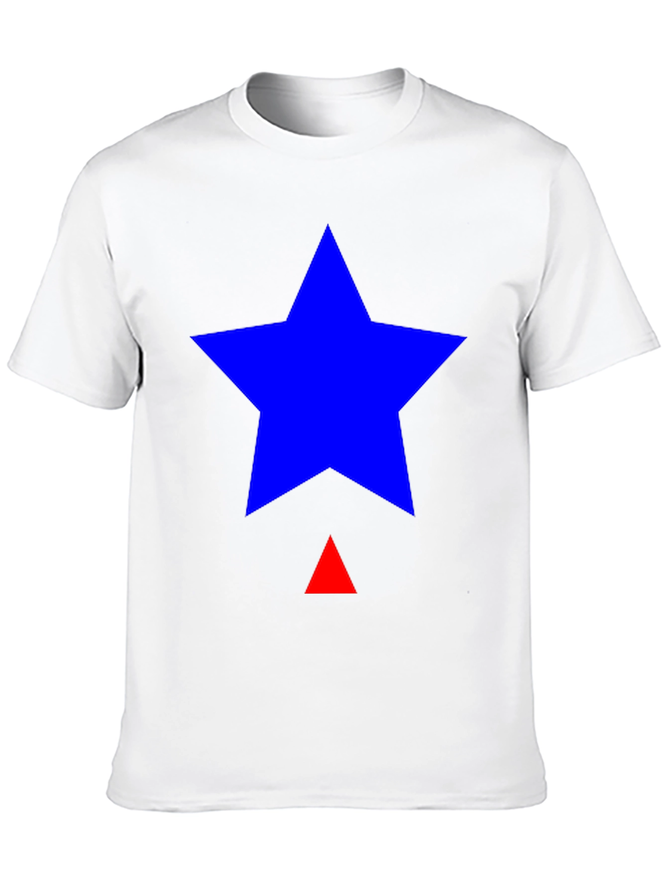 Blue Star & Red Triangle Graphic Black T-Shirt