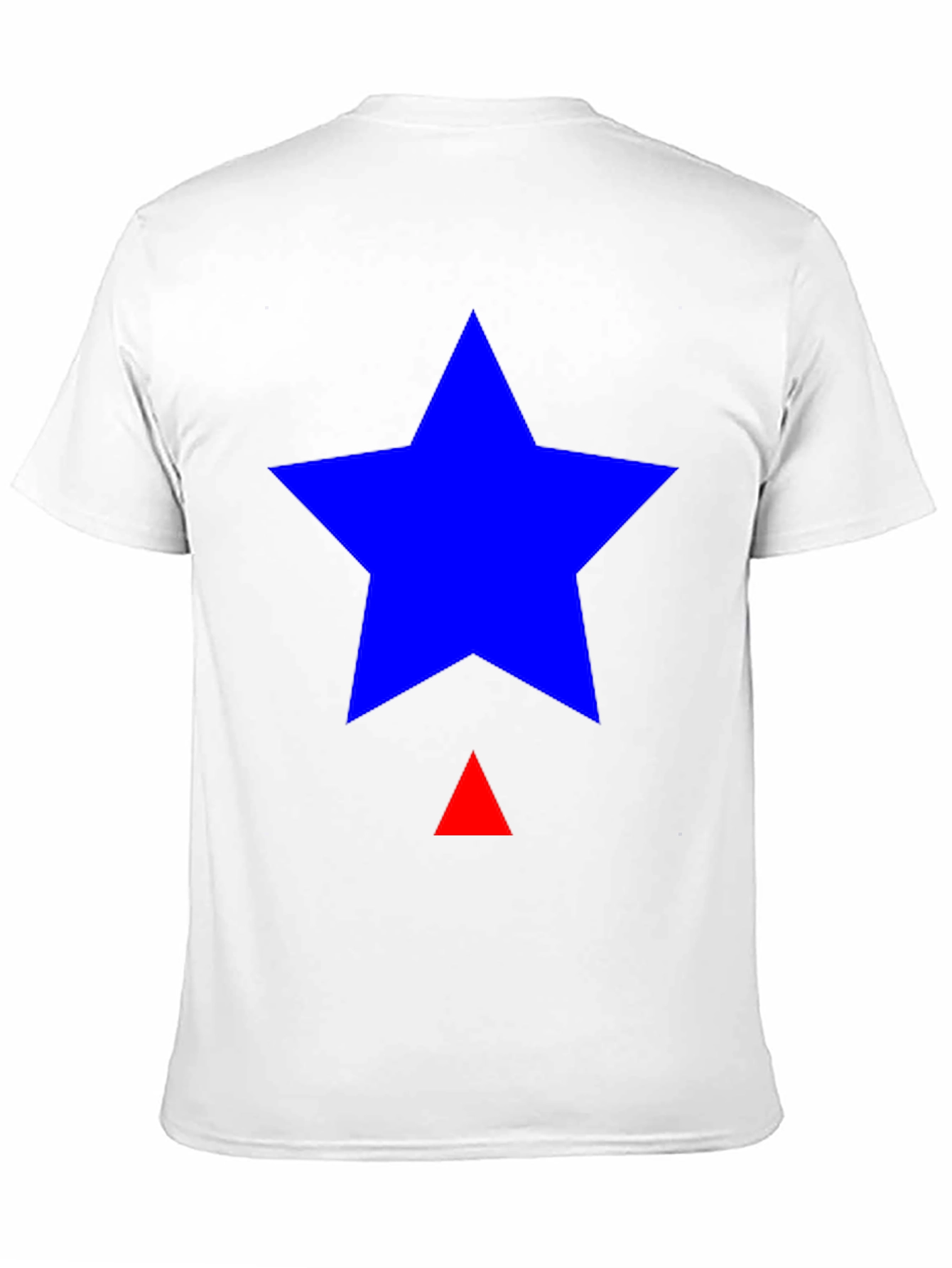 Blue Star & Red Triangle Graphic Black T-Shirt
