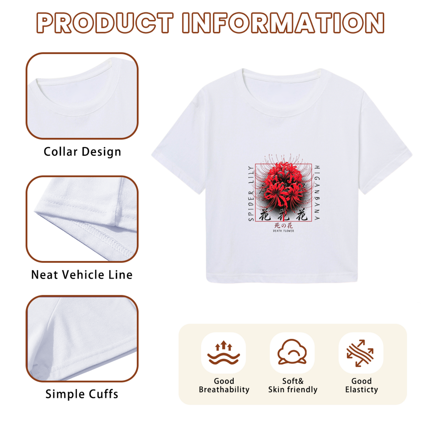 Spider Lily Higanbana Aesthetic Graphic Casual Crop Top