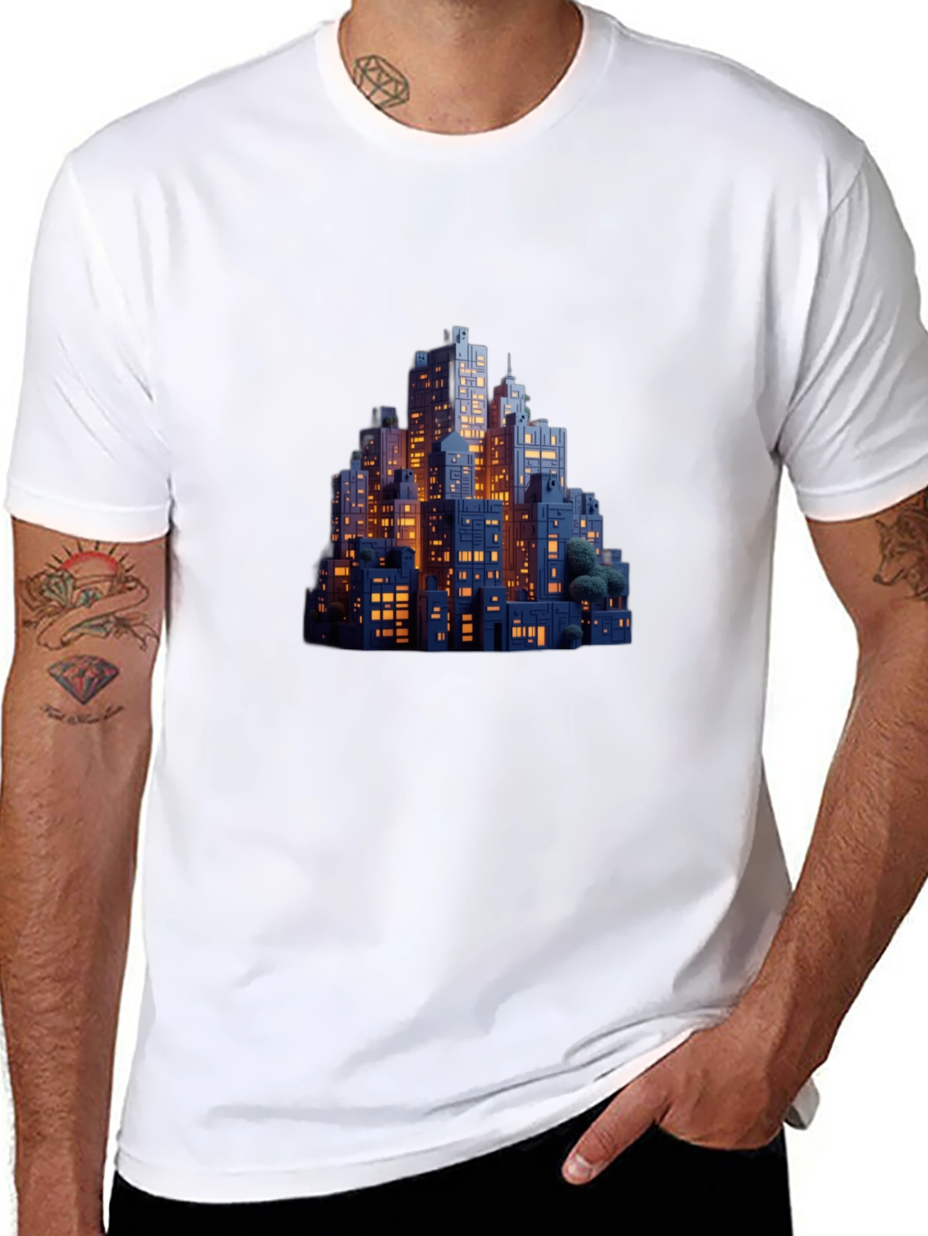 Night Cityscape Graphic Tee - Urban Style