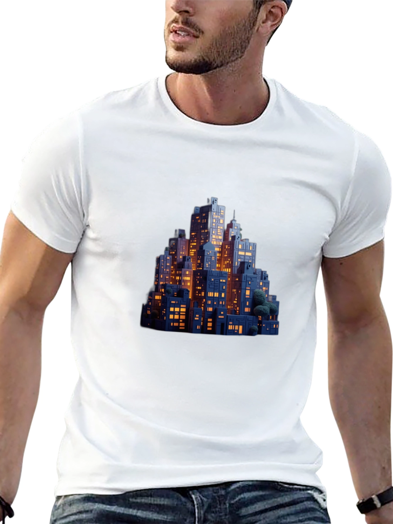 Night Cityscape Graphic Tee - Urban Style