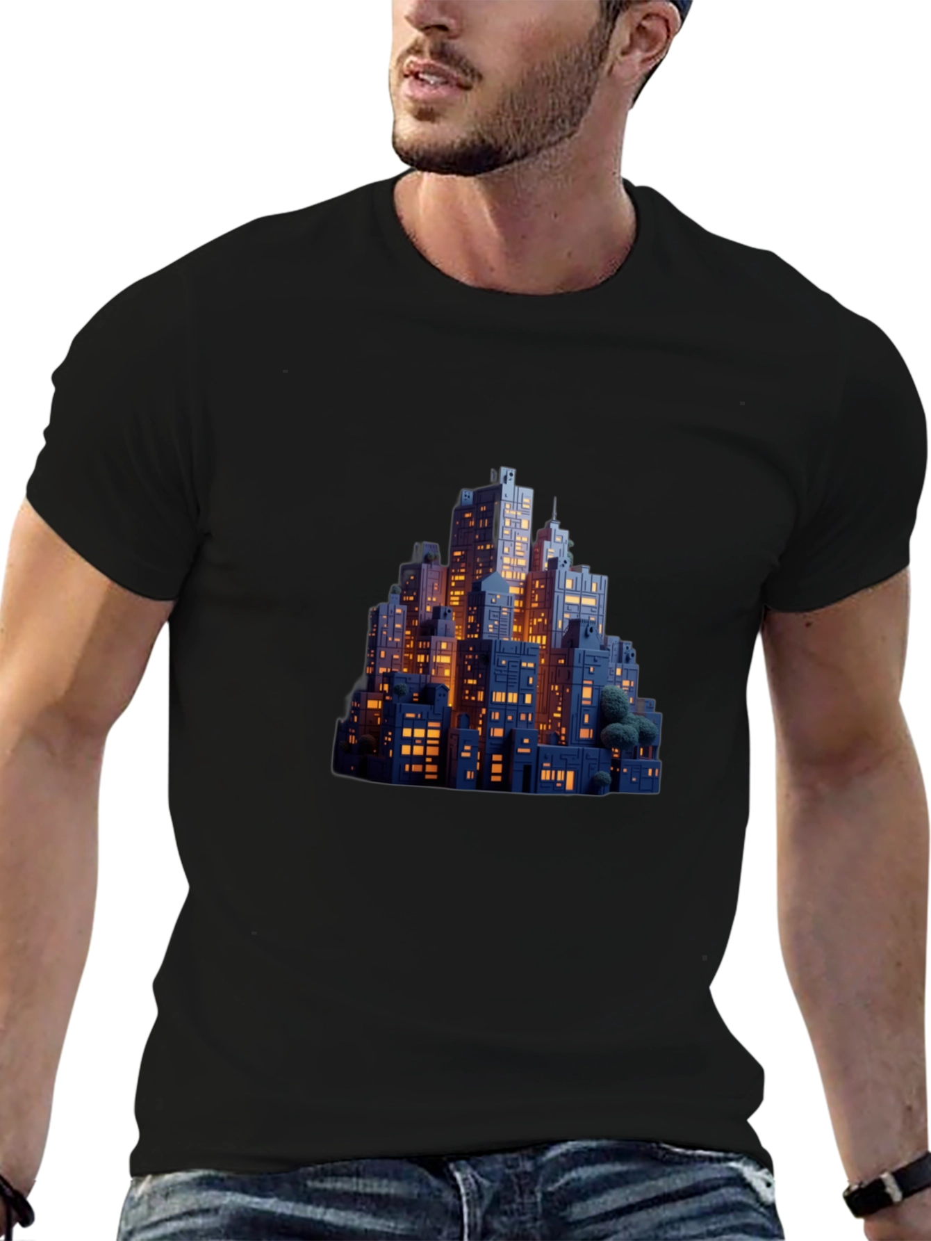 Night Cityscape Graphic Tee - Urban Style